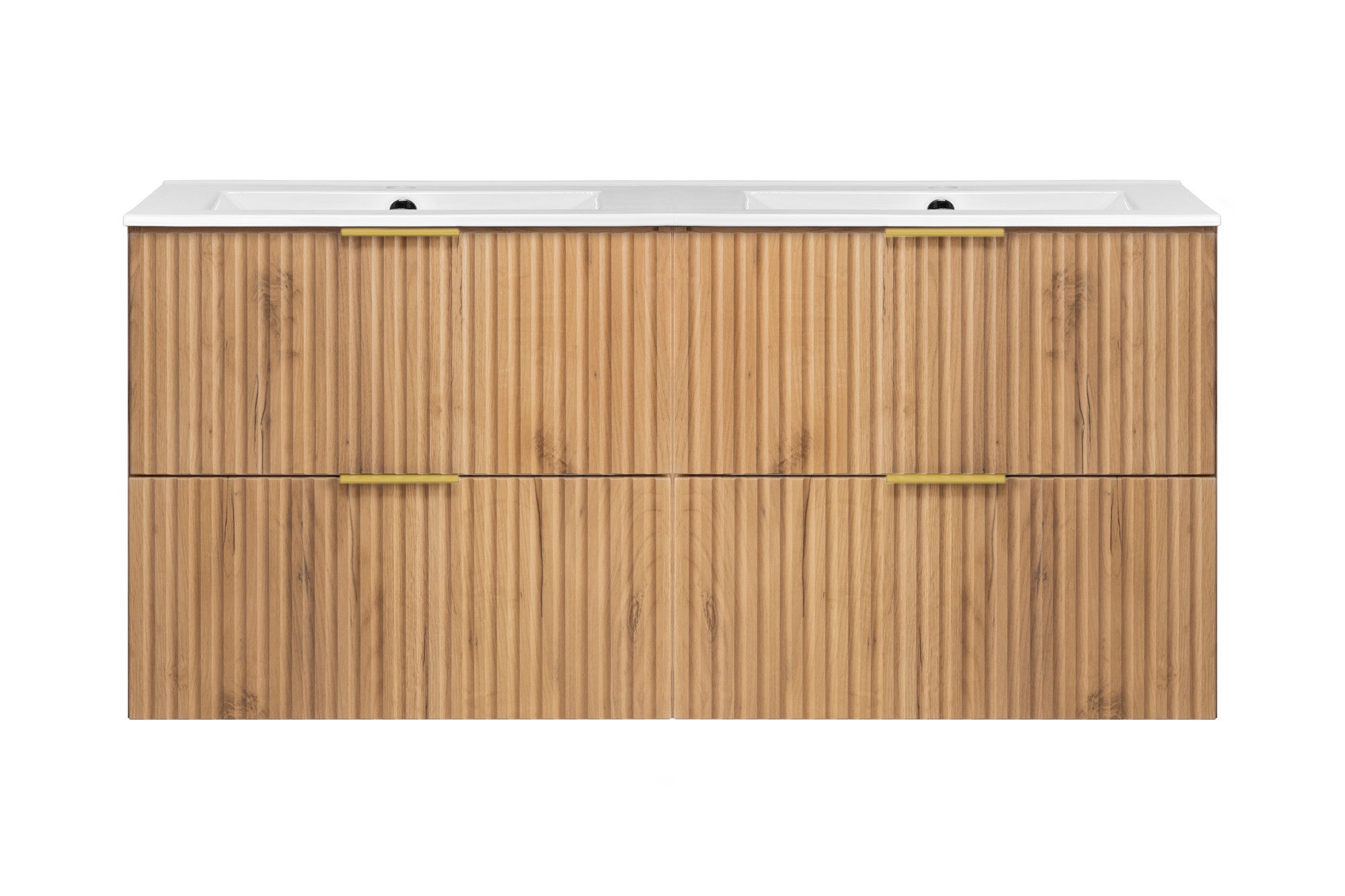 Mobile lavabo, Rovere Craft, 120 (2 x 60) x 57 x 46 cm, maniglia dorata, senza piano - 6