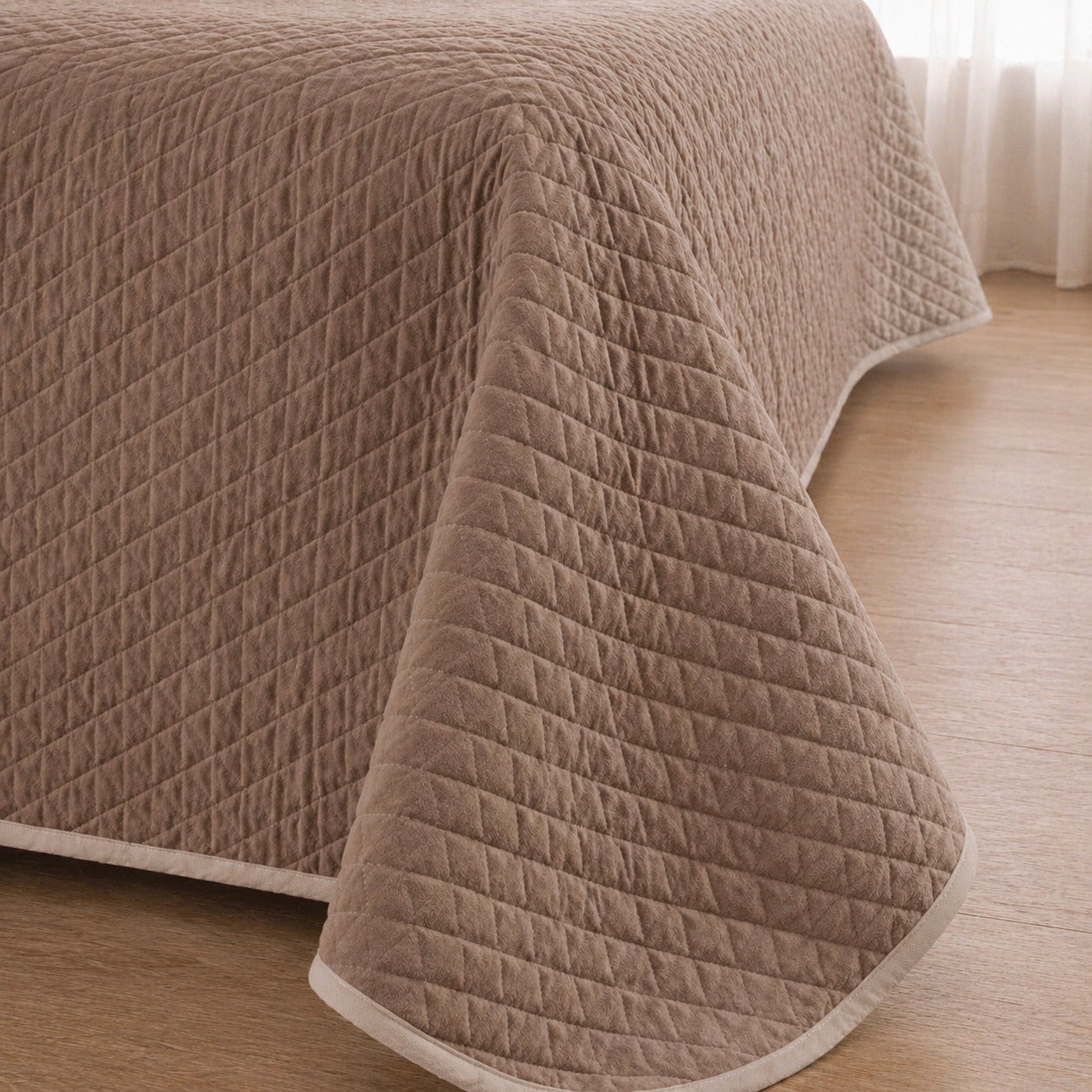 Colcha Bicolor Reversible Cuero/Lino Cama 180cm Donegal Collections - 3