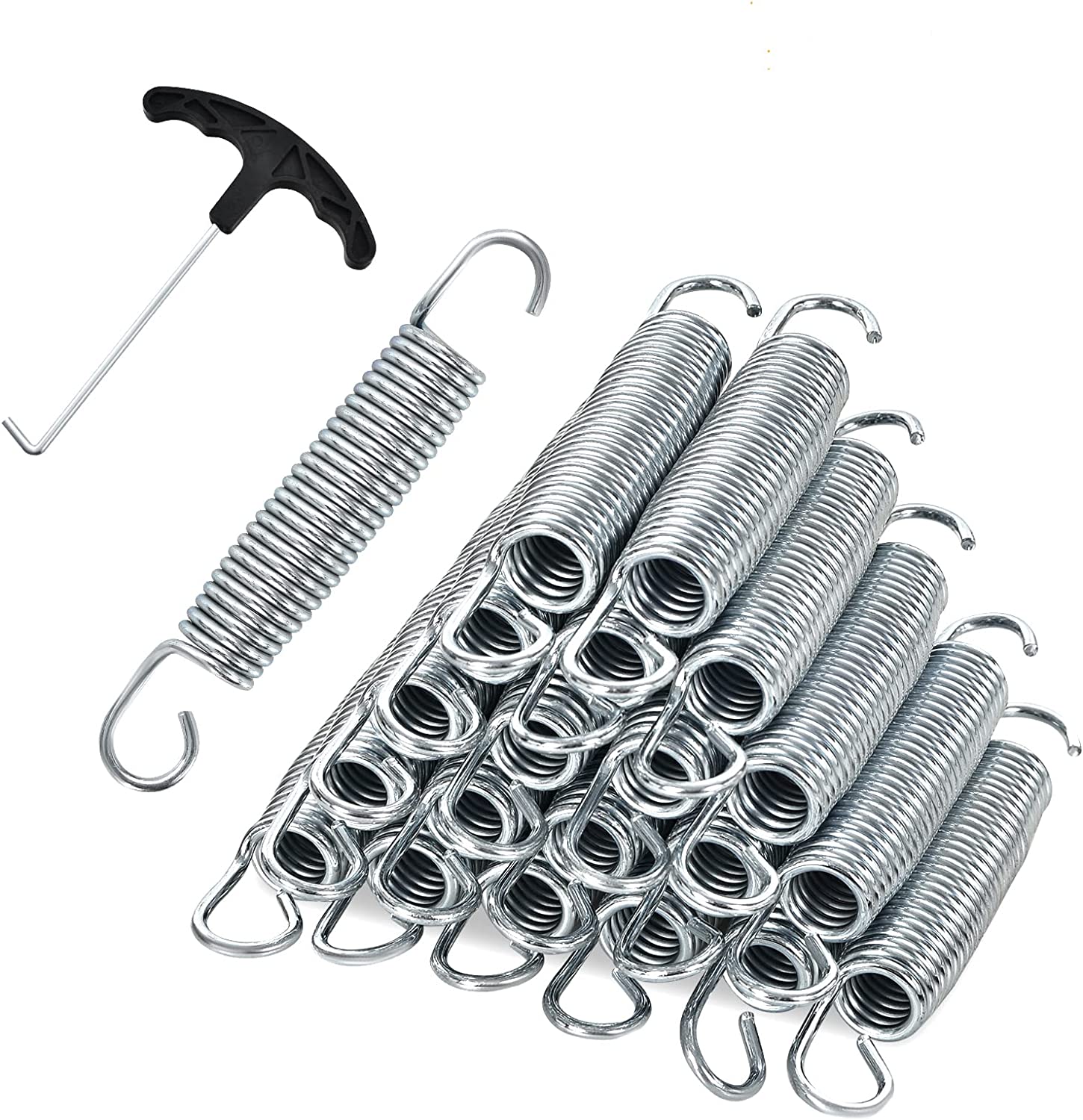 Molla Per Trampolino XIE - Lunghezza 147 Mm, Zincata, Con Gancio E Fibbia Triangolo (Set Da 5) - Foto 4