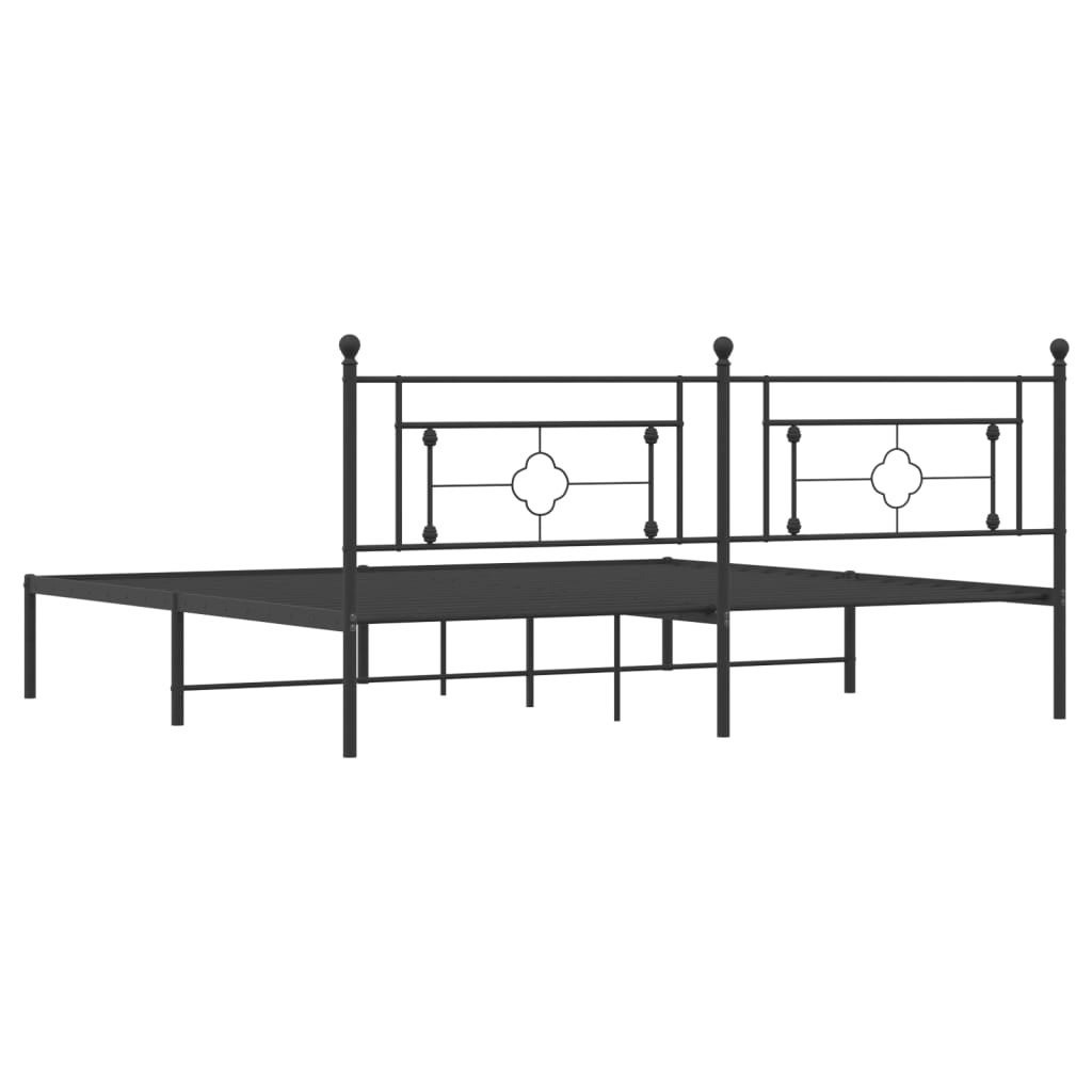 Estructura de cama de metal sin colchón con cabecero negro 193x203cm - 7