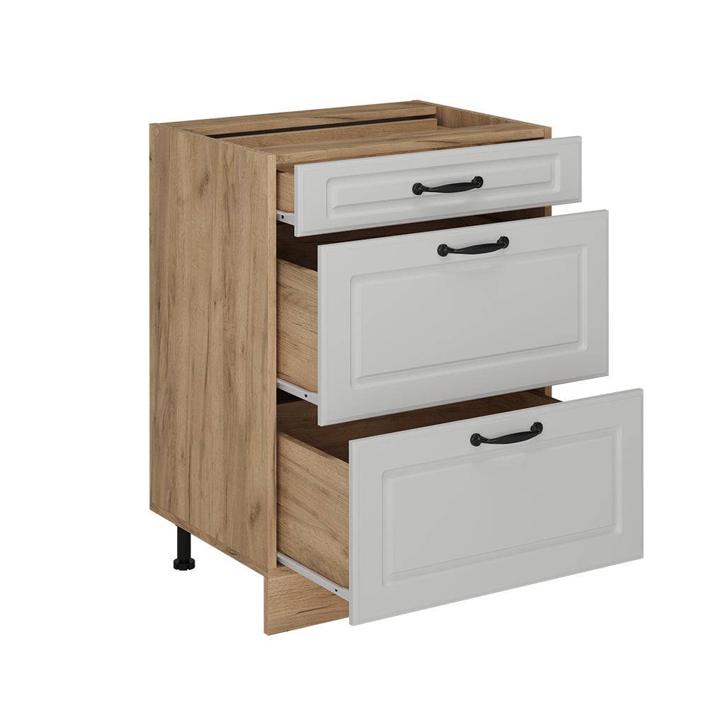 Vicco Meuble cuisine R-Line, Blanc campagne, 60cm avec tiroirs, sans PT - 4