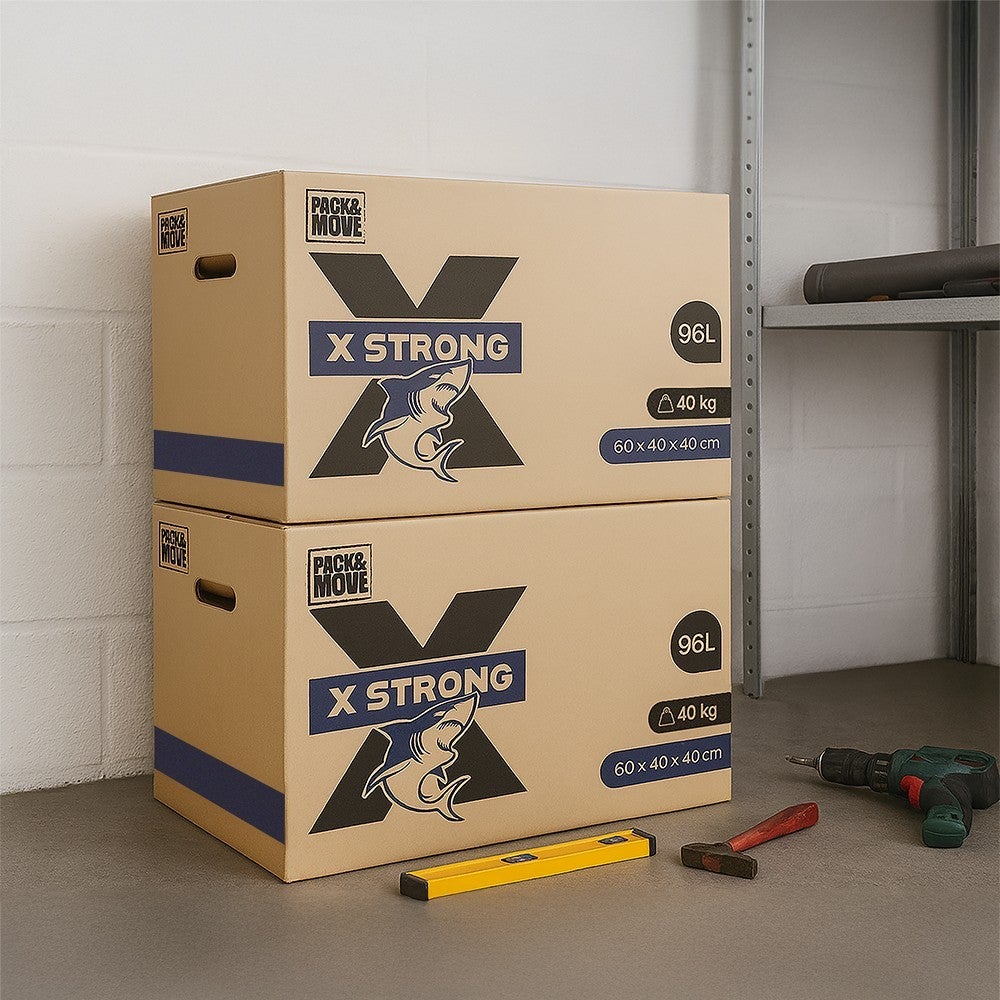 Pack and Move - Lot de 5 Cartons Déménagement X Strong - 60 x 40 x 40 cm - Charge 40 kg - Extrême Résistance - Grande Capacité - 8