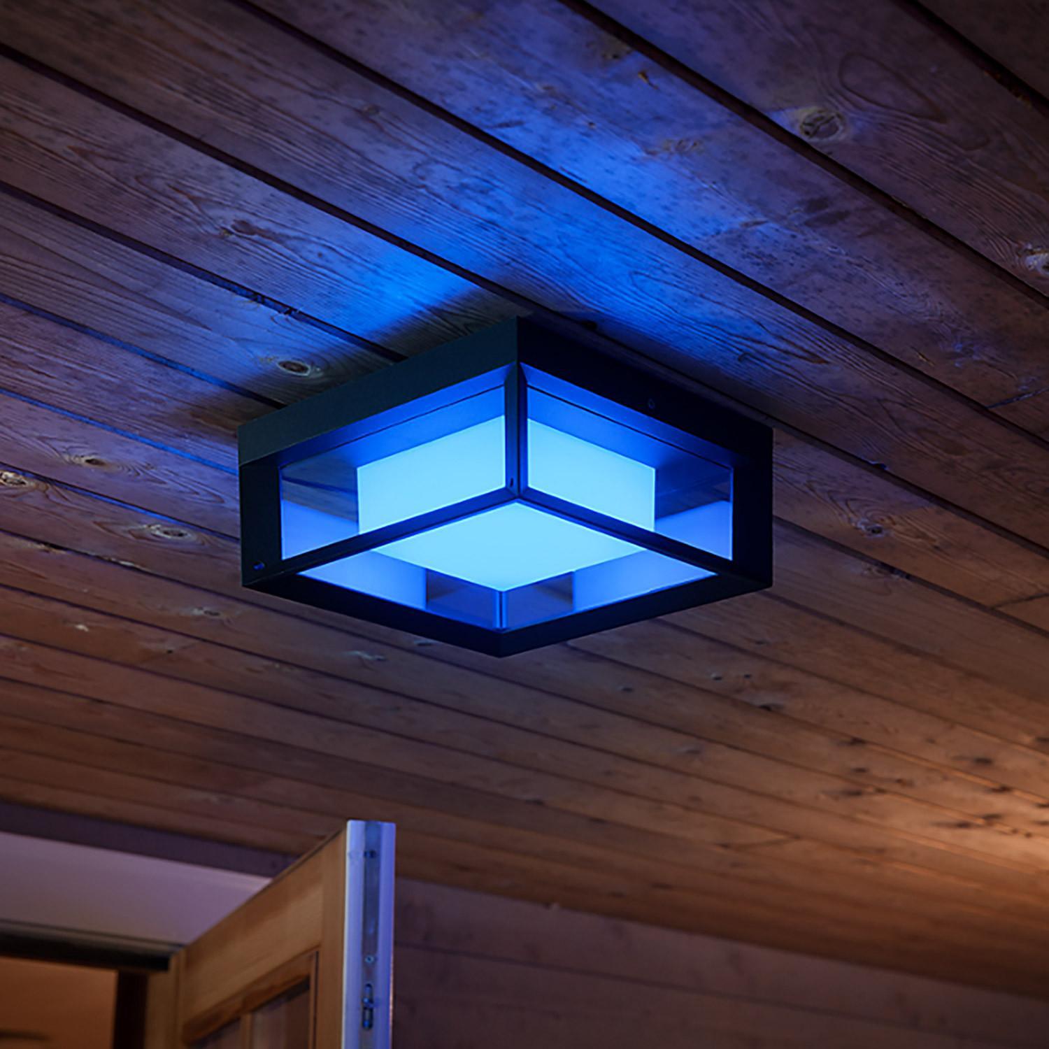 Lampada da parete per esterni Philips Hue White & Color ECONIC in alluminio nero, compatibile con Alexa, Google Assistant e Apple HomeKit. - 4