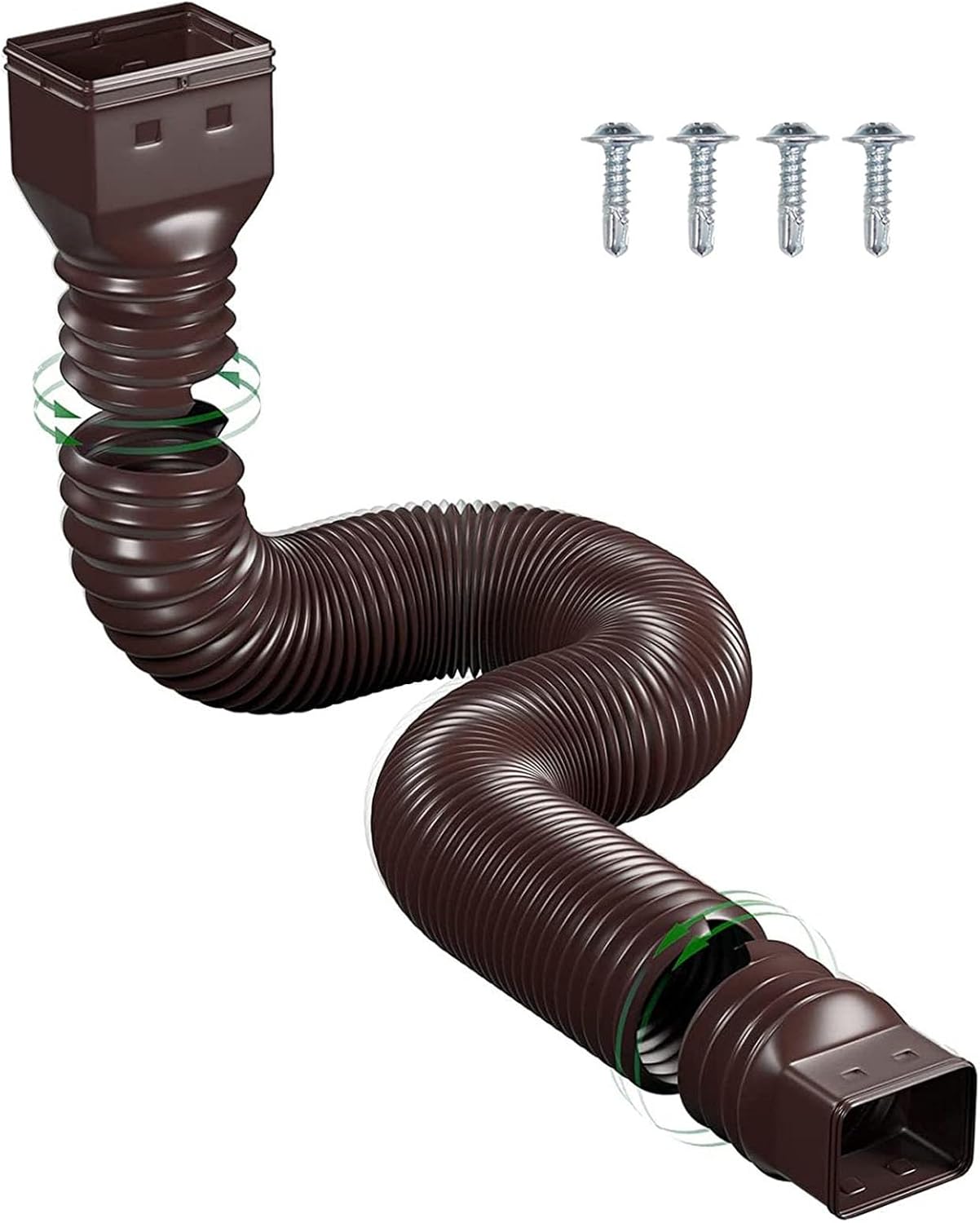 Kit de extensión de canalón flexible, extensión de bajante, extremo cuadrado, marrón(500 cm)