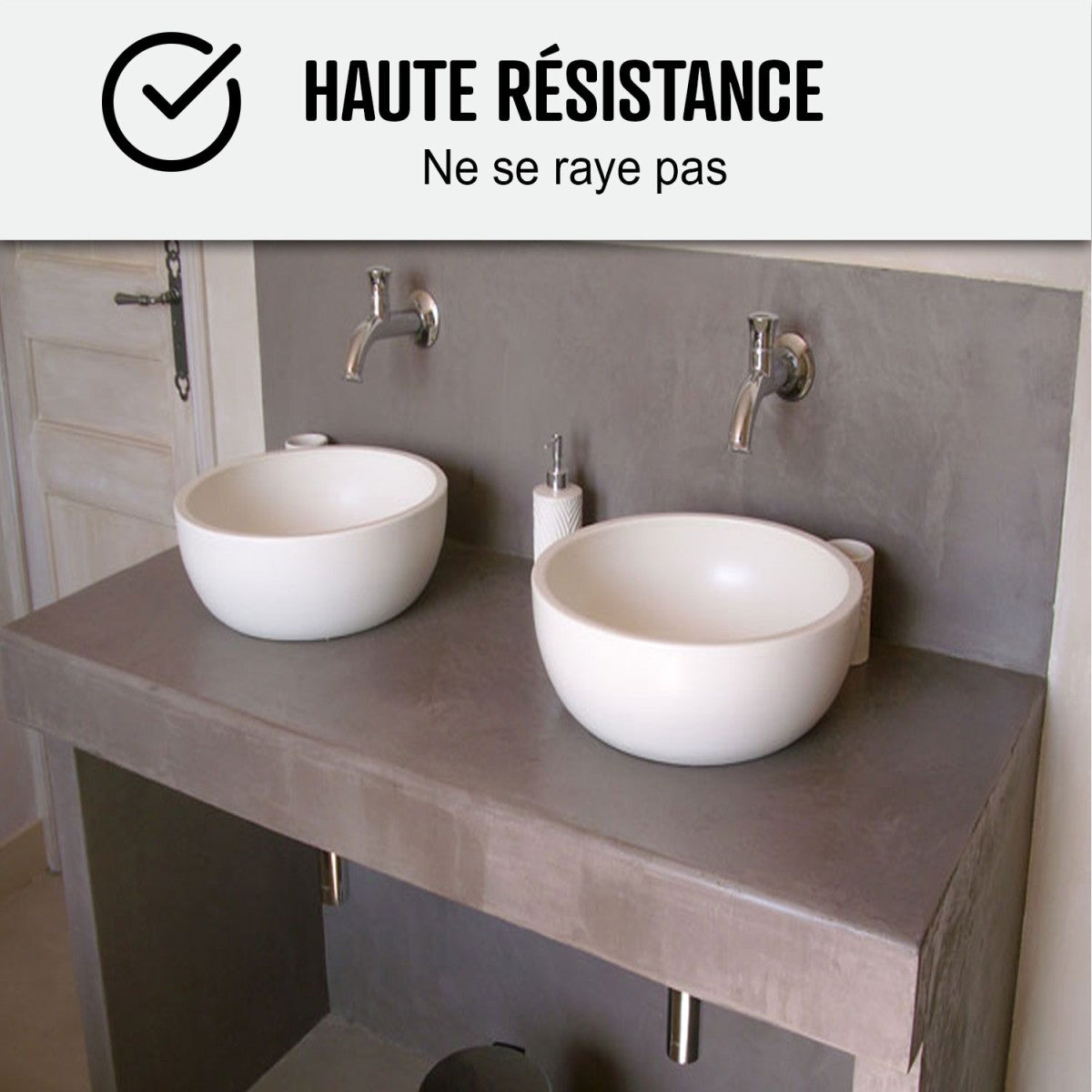 BETON CIRE CARRELAGE POUR SOLS ET MURS - KIT BETON CIRE SUR CARRELAGE - 10 m² (en 2 couches) Crème Ivoire - ARCANE INDUSTRIES - 7