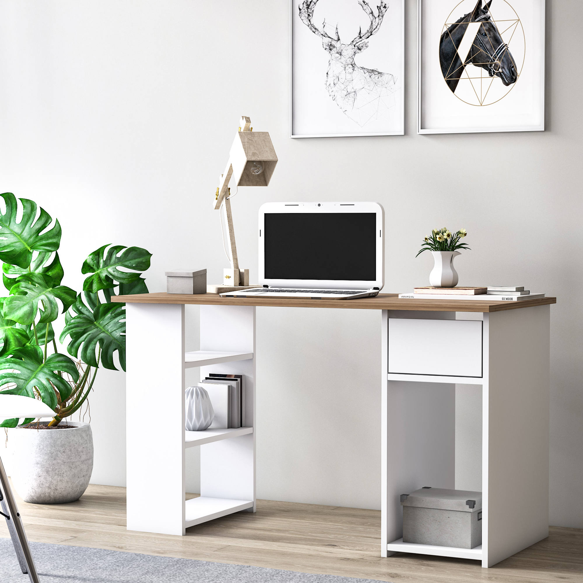 Buffet 140cm collezione EVA con 2 porte e 3 cassetti. Colore bianco e