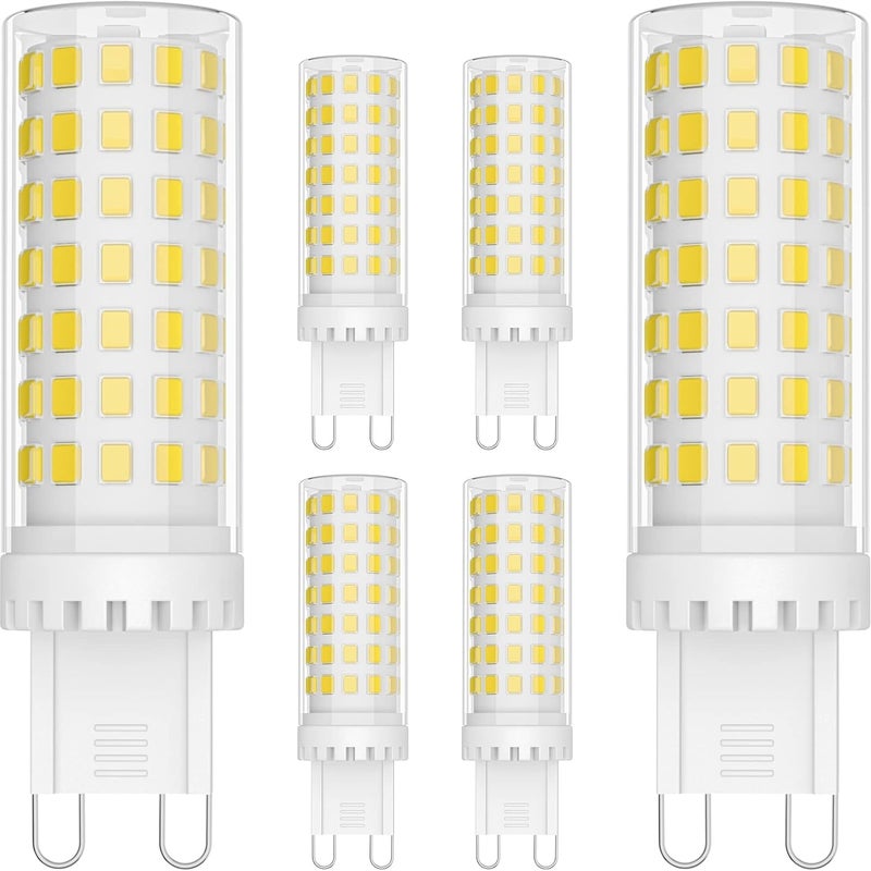 sztuk żarówek LED G9 o mocy 9 W, energooszczędnych, odpowiednik żarówki halogenowej 70 W, G9 LED, kąt świecenia 360°, AC220-240 V, 900 lm, 6000 K