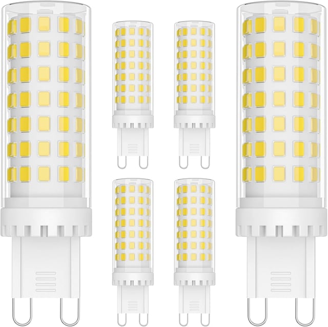 6 Pack Ampoule LED G9 9W Économie d'énergie Équivalent 70W Lampe Halogène G9 LED 360° Angle de faisceau AC220-240V 900LM 6000K pour Chambre Salon