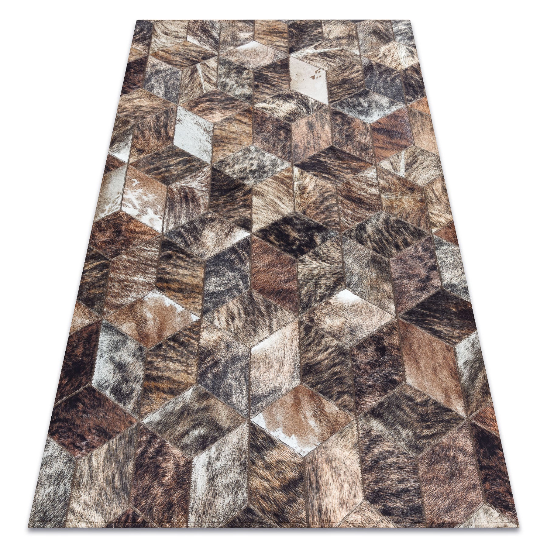 Dywan PATCHWORK 21715 brązowy - Skóra bydlęca, Romby 120x170 cm