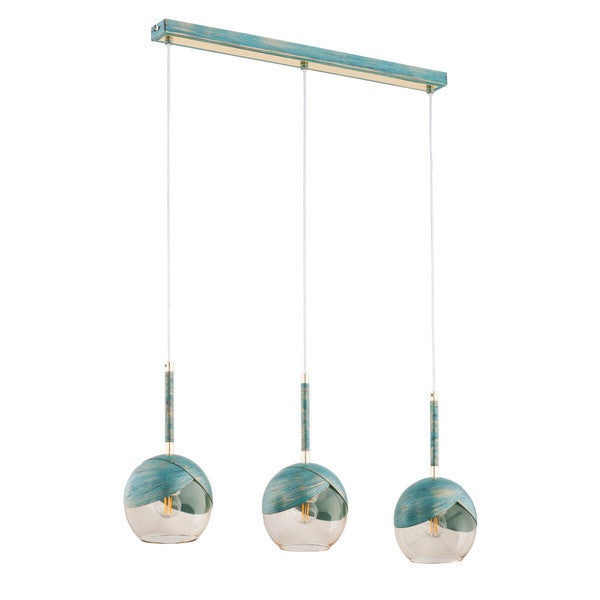 Lampa wisząca Prada mięta + złoto 3xE27x15W wym: 85 x 15 x 70 cm metal Alfa