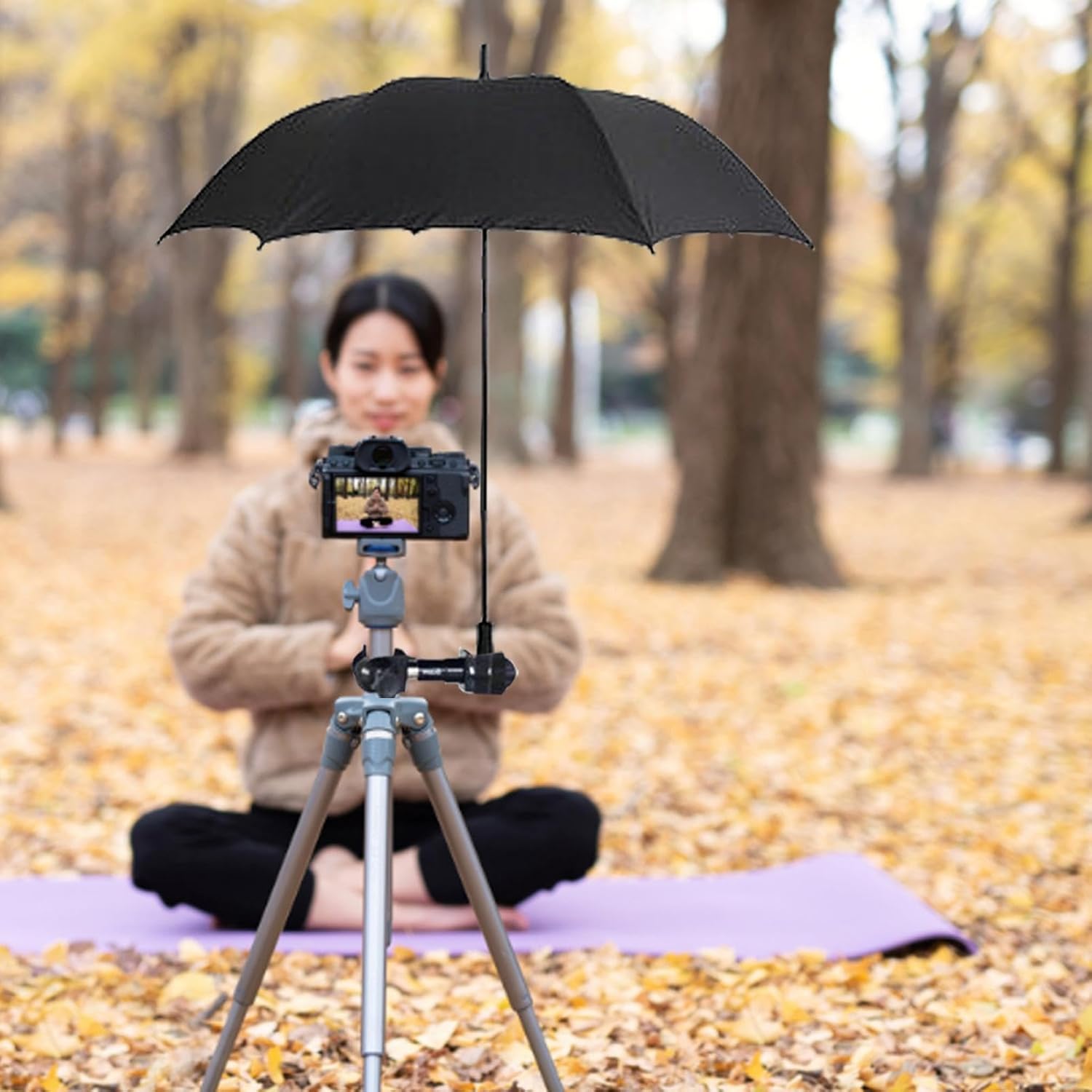 Clip Support Parapluie Robuste Pour Trépied Photo - Protection Pluie Universelle - Accessoire Photographie Extérieur Compact PP Noir