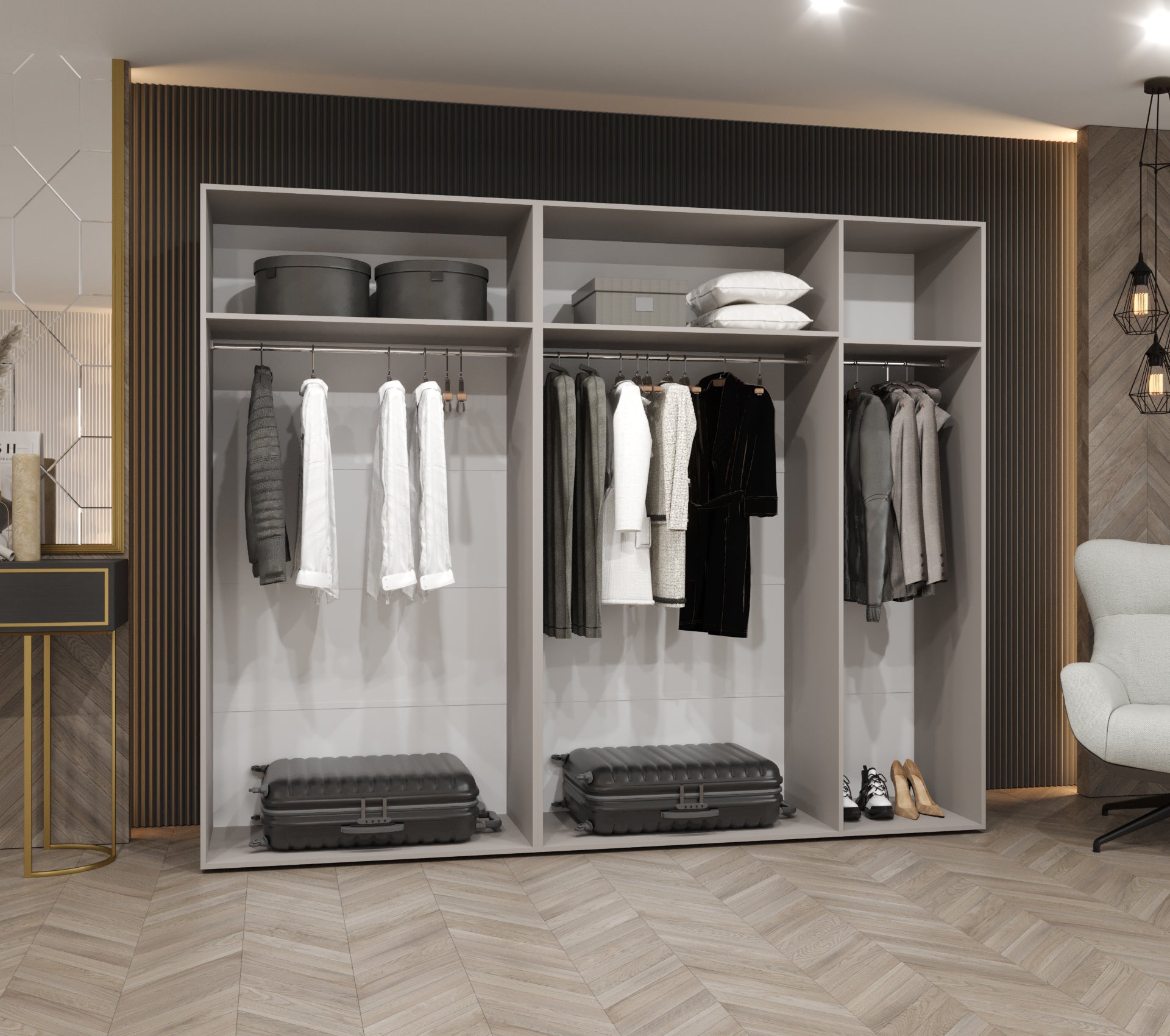 Szafa uchylna otwierana Marbella 1 250 x 52 x 202 cm biały + u. złoty Abiks Meble - 3
