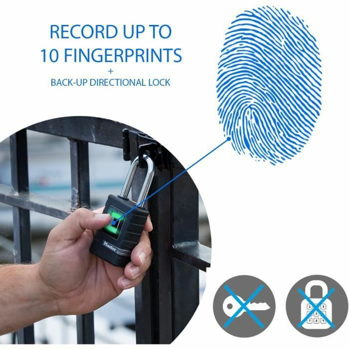 MASTER LOCK Cadenas Biometrique Haute Securite [Etanche] [Empreinte Digitale et Code Directionnel de Secours] 4901EURDLHCC - 8