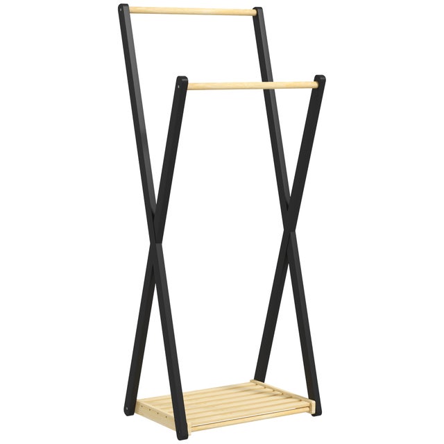 Appendiabiti con scarpiera, 2 cassetti in tessuto, 8 ganci, mobile guardaroba in stile industriale per ingresso o camera da letto, nero | Leroy Merlin