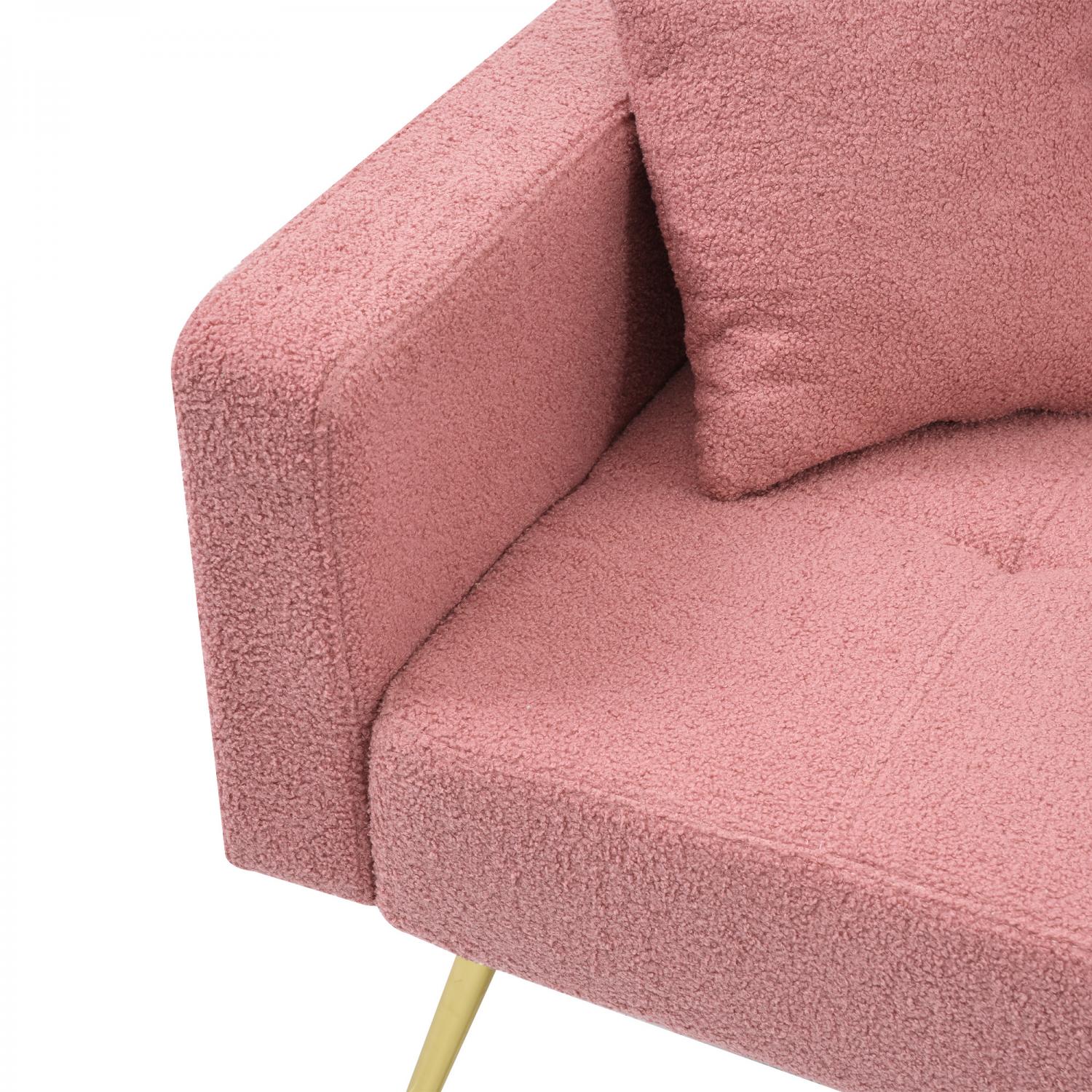 Canapé-lit avec fonction couchage, dossier réglable, pieds dorés et rangements latéraux - 9