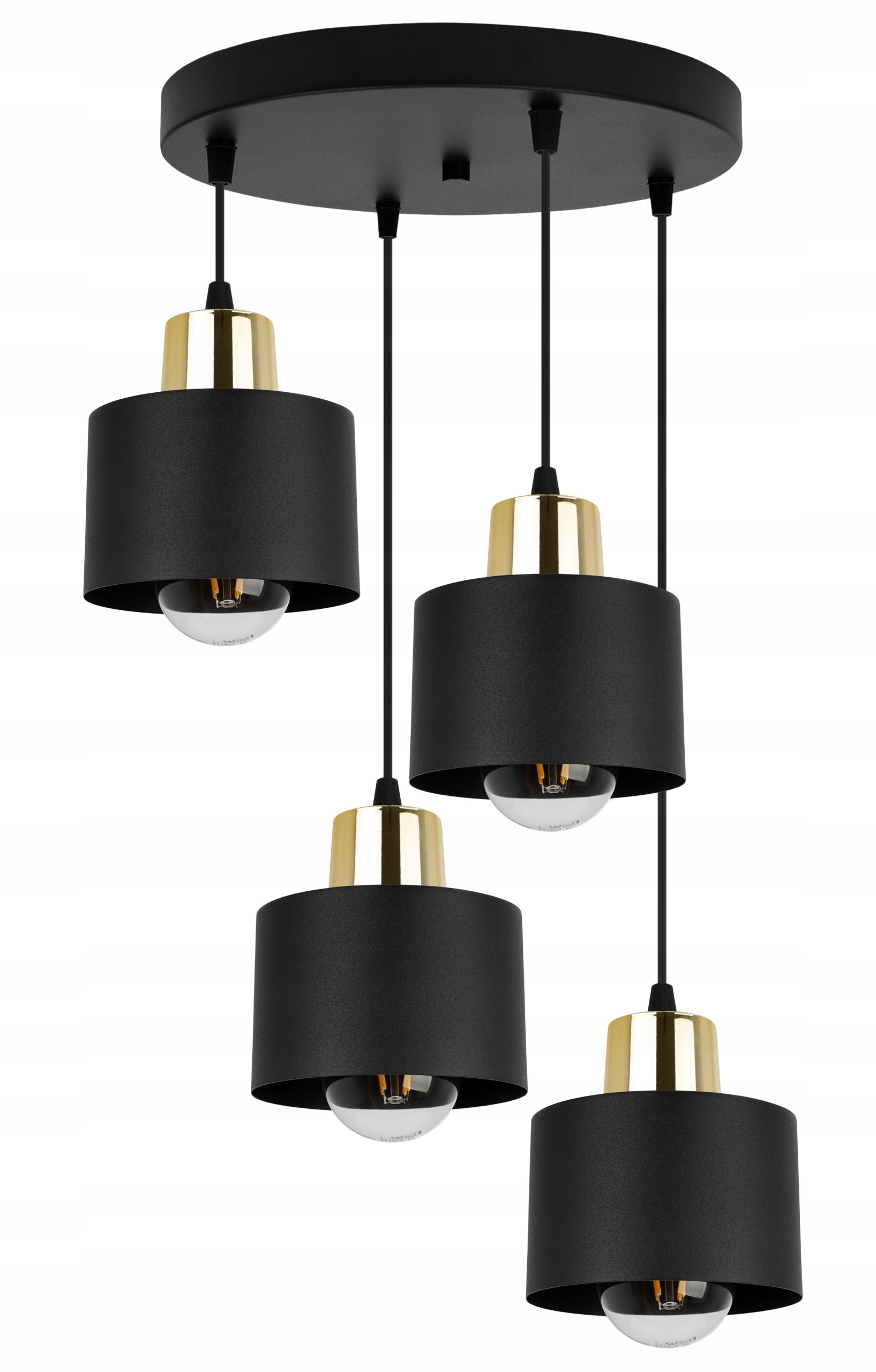 Lampa sufitowa wisząca Panta boho 4xE27 abażur owalny czarny/złoty Light Home LH
