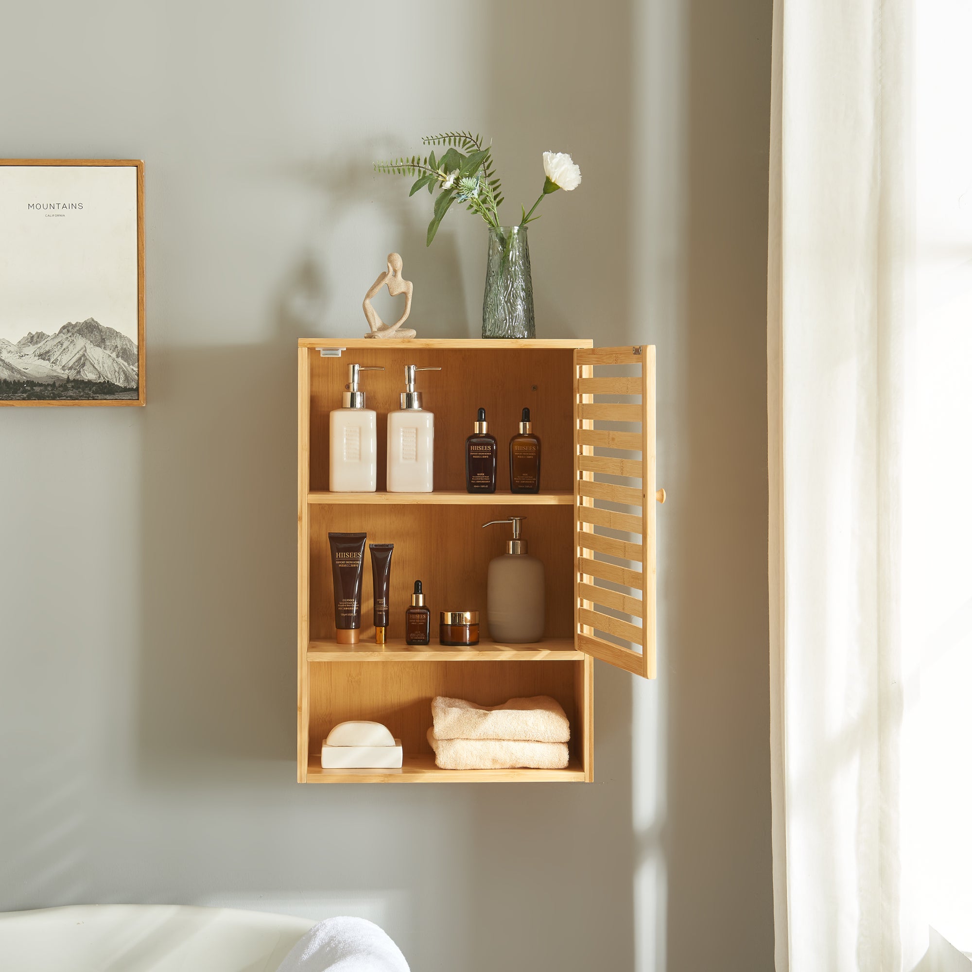 Armoire murale de salle de bain Gjesdal bambou 60 x 40 x 20 cm naturel [en.casa] - 2