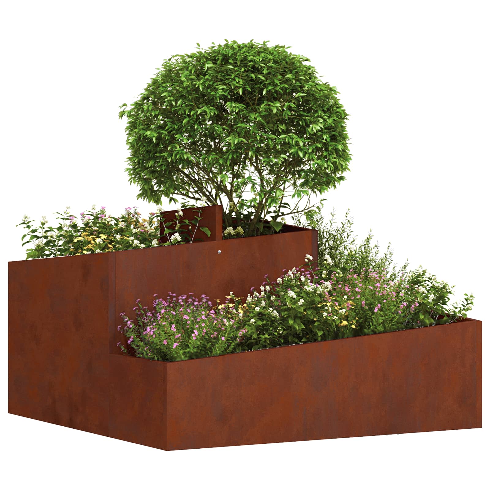 vidaXL Cache-pot de jardin Rouillé 80 x 80 x 50 cm Acier patiné - 3