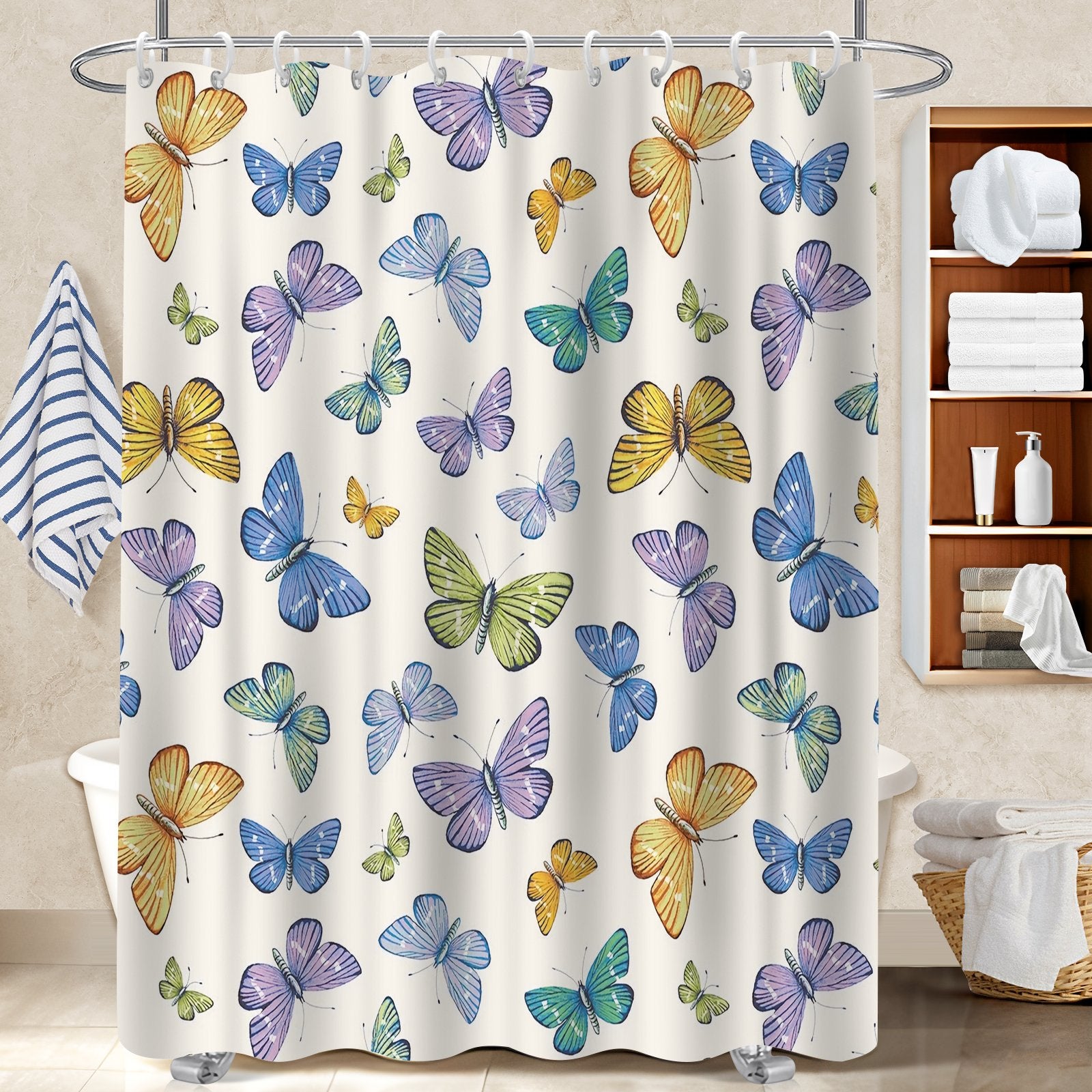 Rideau de douche en polyester en blanc & marron 150x200 IT'S PRETTY COLD OUTSIDE Rideau de douche en polyester en blanc & marron 150x200 IT'S PRETTY COLD OUTSIDE