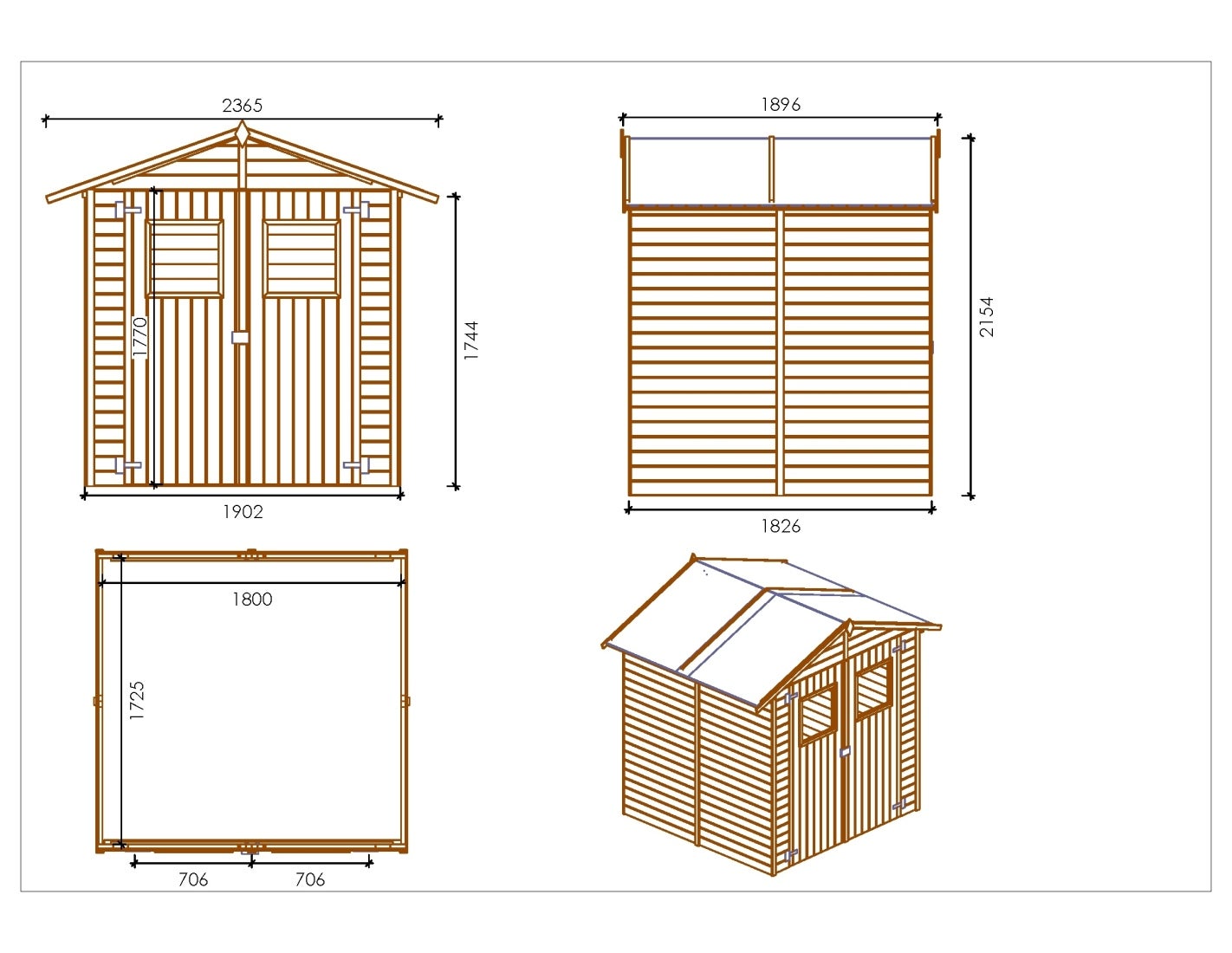 Caseta de jardín de madera 3.46 m2 - 1.9x1.82 m - 12.5 mm - Impregnada - DOM218 - ALTANKA - 3
