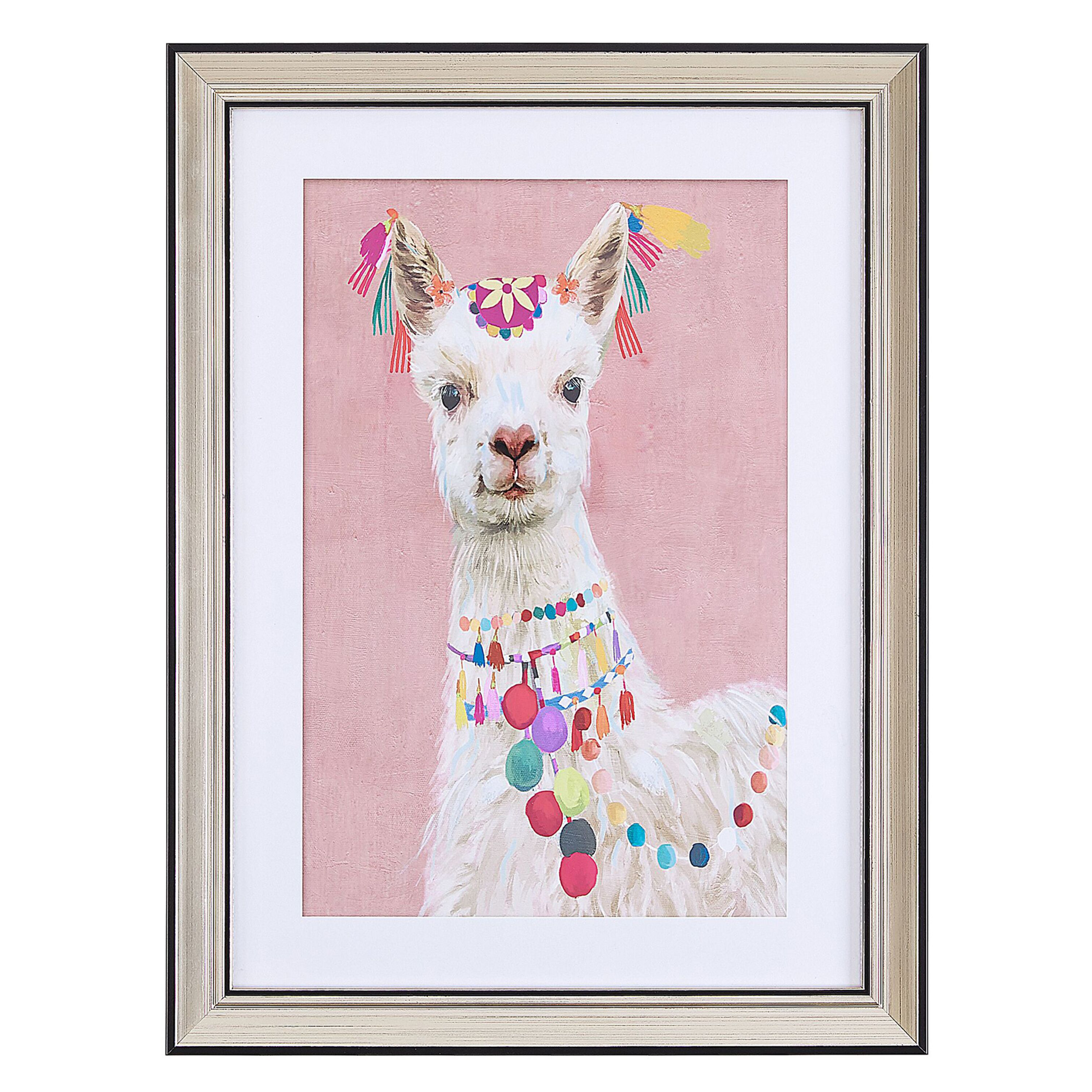 Imprimé mural encadré BALALA Motif animal 30 x 40 cm Rose | Leroy Merlin