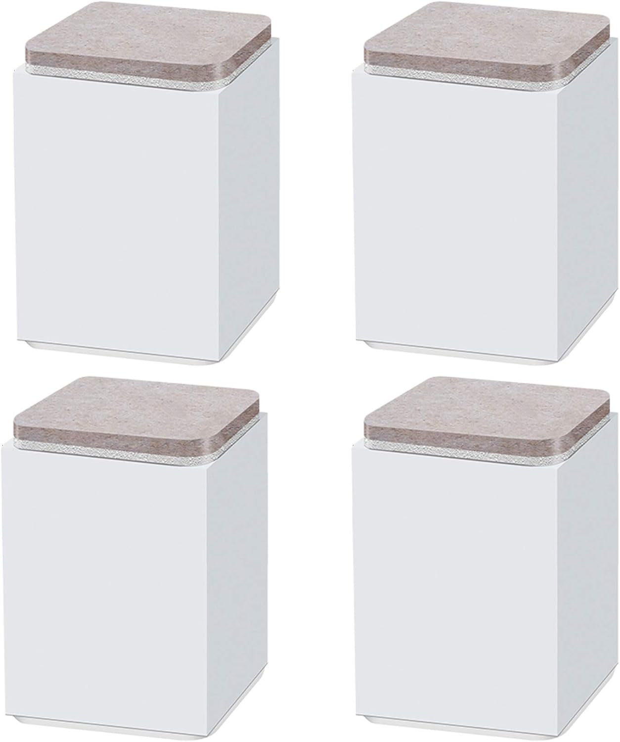 (Białe 10 cm) 4 szt. nóżki podporowe do mebli, samoprzylepne, ze stali węglowej, kwadratowe, 6 x 6 cm, do sofy, łóżka, szafki RTV, podwyższenia meblow