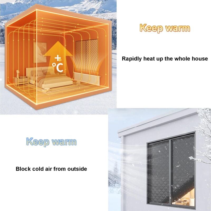 Pellicola isolante invernale autoadesiva per finestre, pellicola termoisolante invernale per finestre (larghezza 120 cm x larghezza 200 cm) - 3