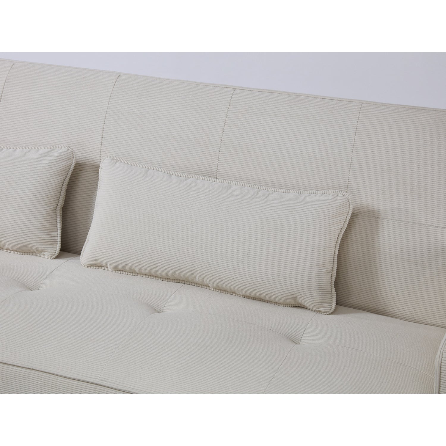 Canapé scandinave convertible 3 places en velours côtelé beige COPENHAGUE - 7