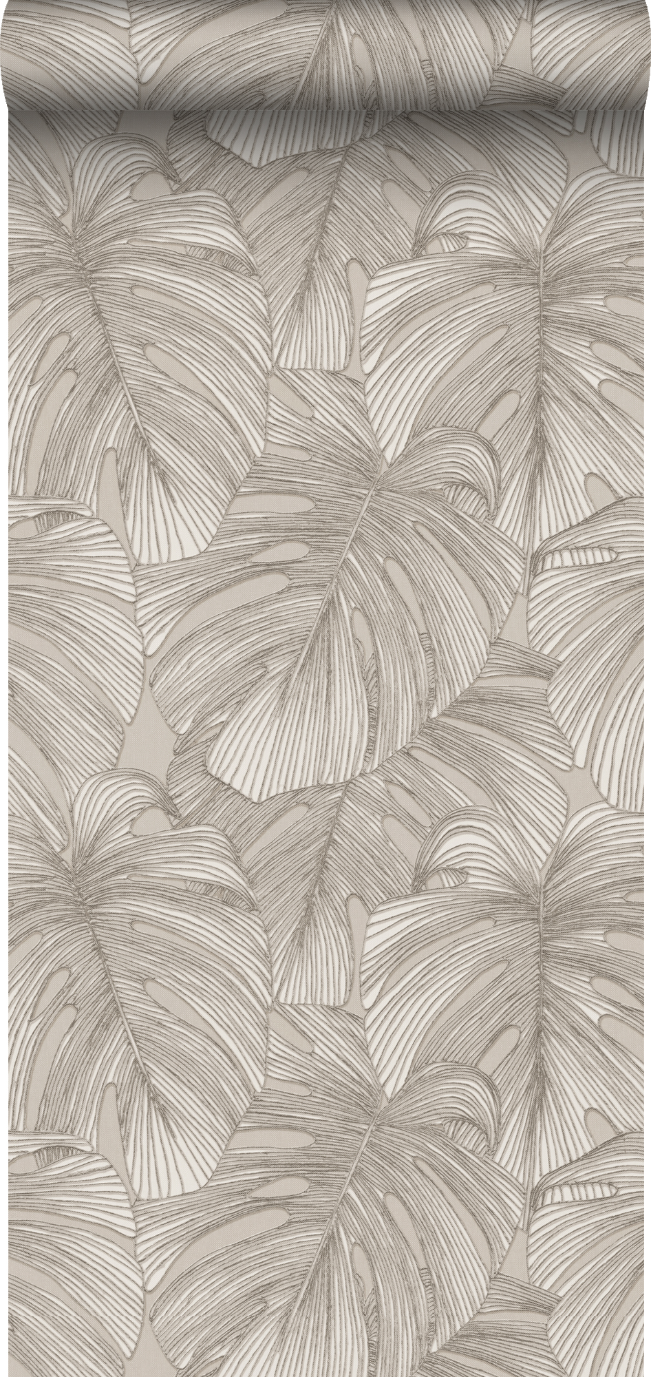 Papel pintado diseño 3d hojas gris claro cálido - 50 x 900 cm - origin wallcoverings