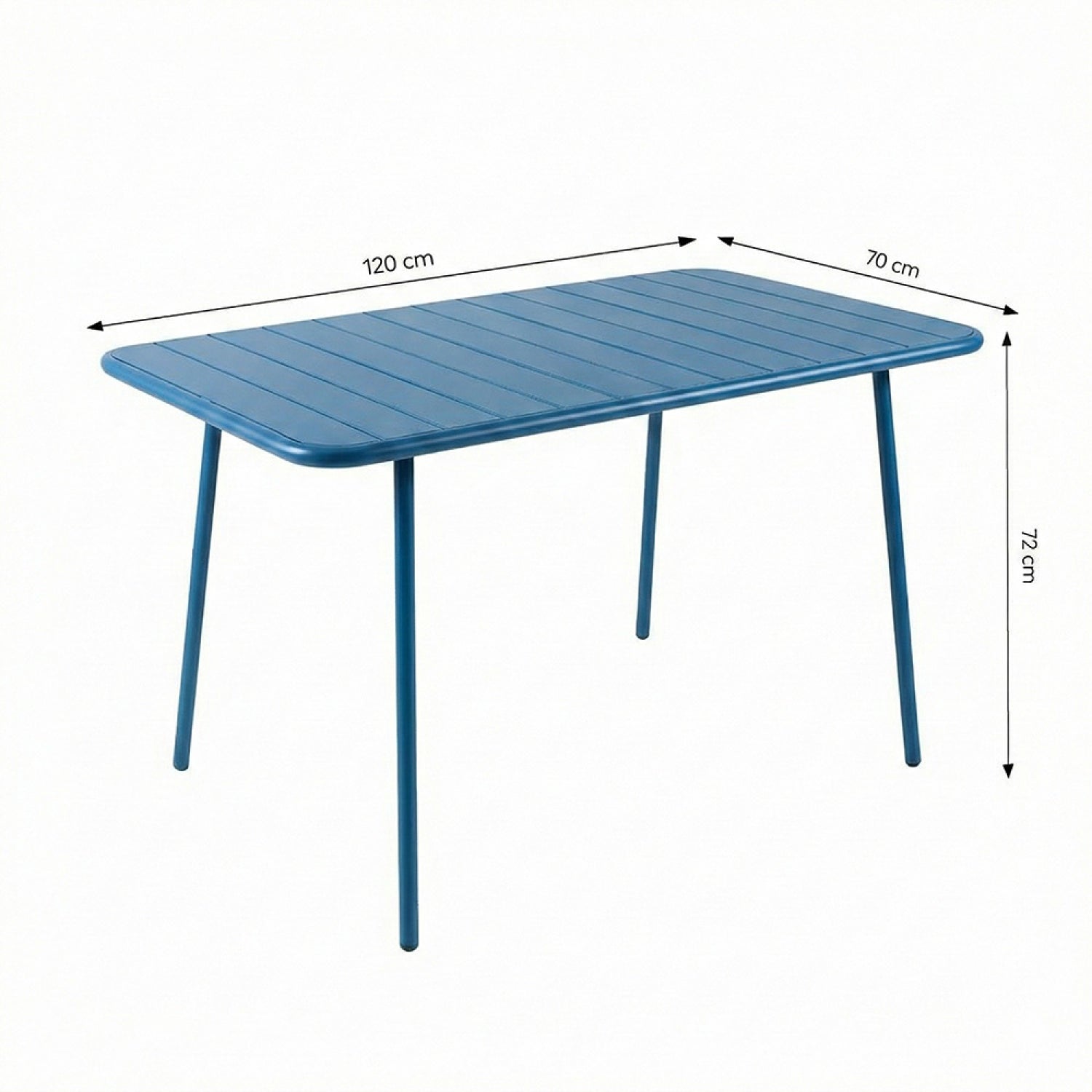Table de jardin 4 à 6 places 120cm bleu BERGAME - 3