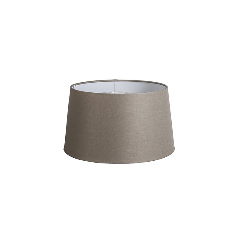 Qazqa - Rond Schuin Linnen - taupe, okrągły, supports-e27, diameter 35 centimeter