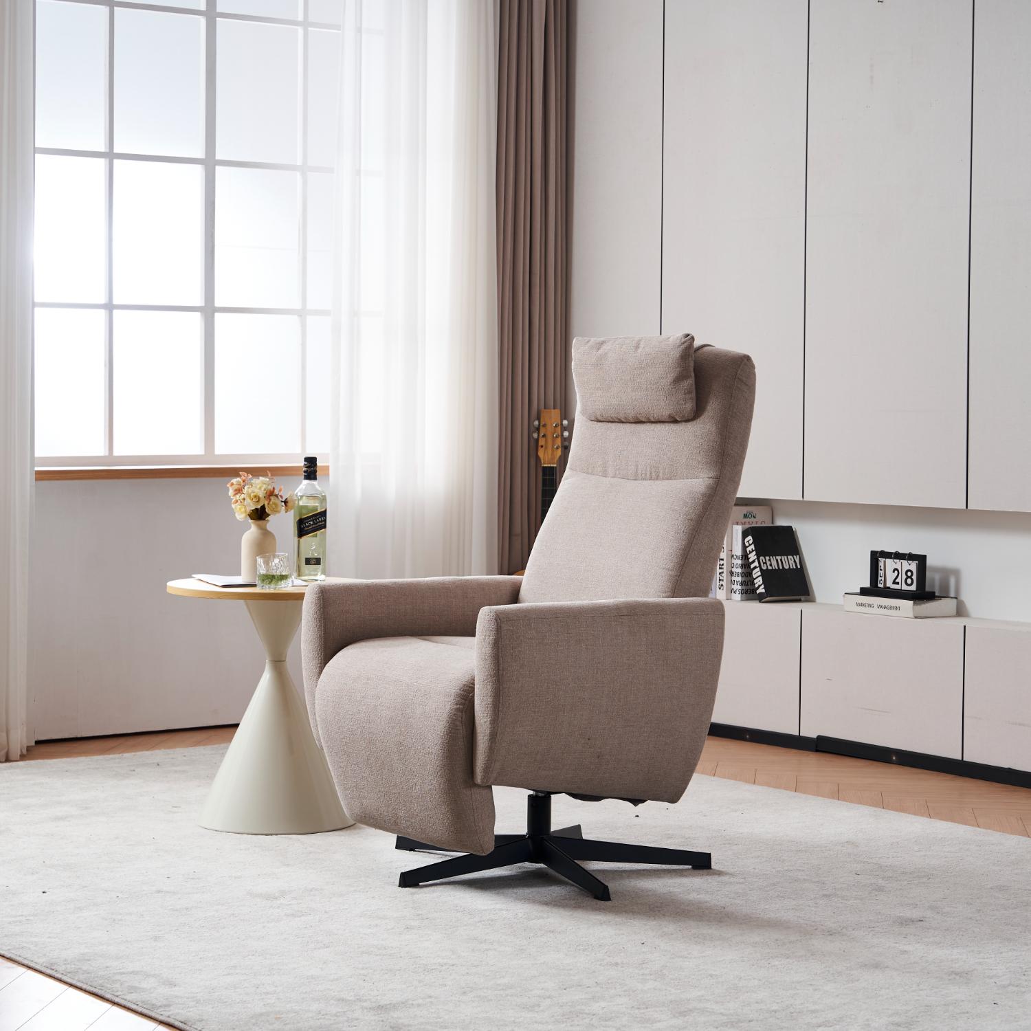Fauteuil relax avec fonction inclinable, tissu chenille confortable, fauteuil pivotant 360° avec repose-pieds, moderne pour salon - 6