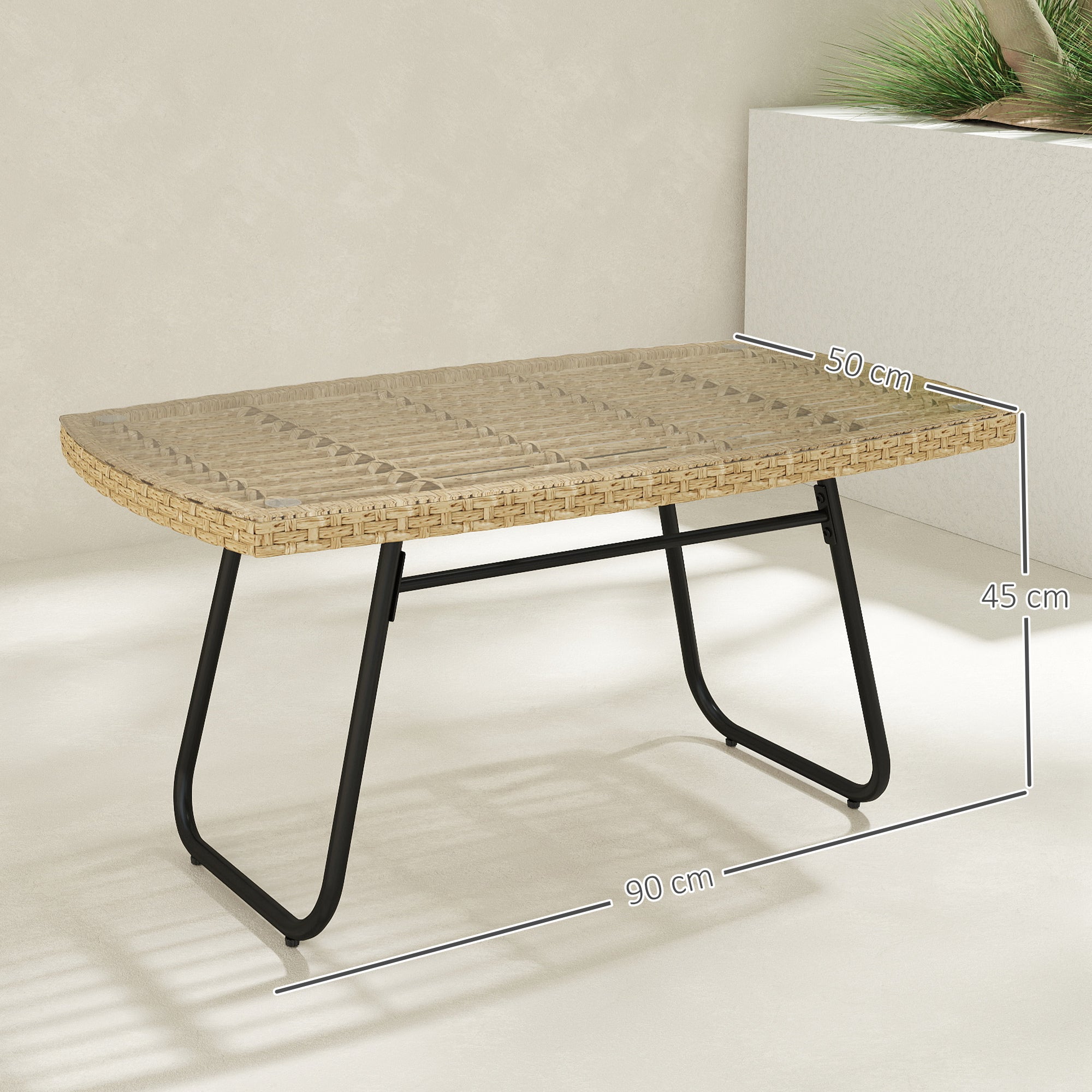 Table d'appoint de jardin résine tressée Outsunny - 3