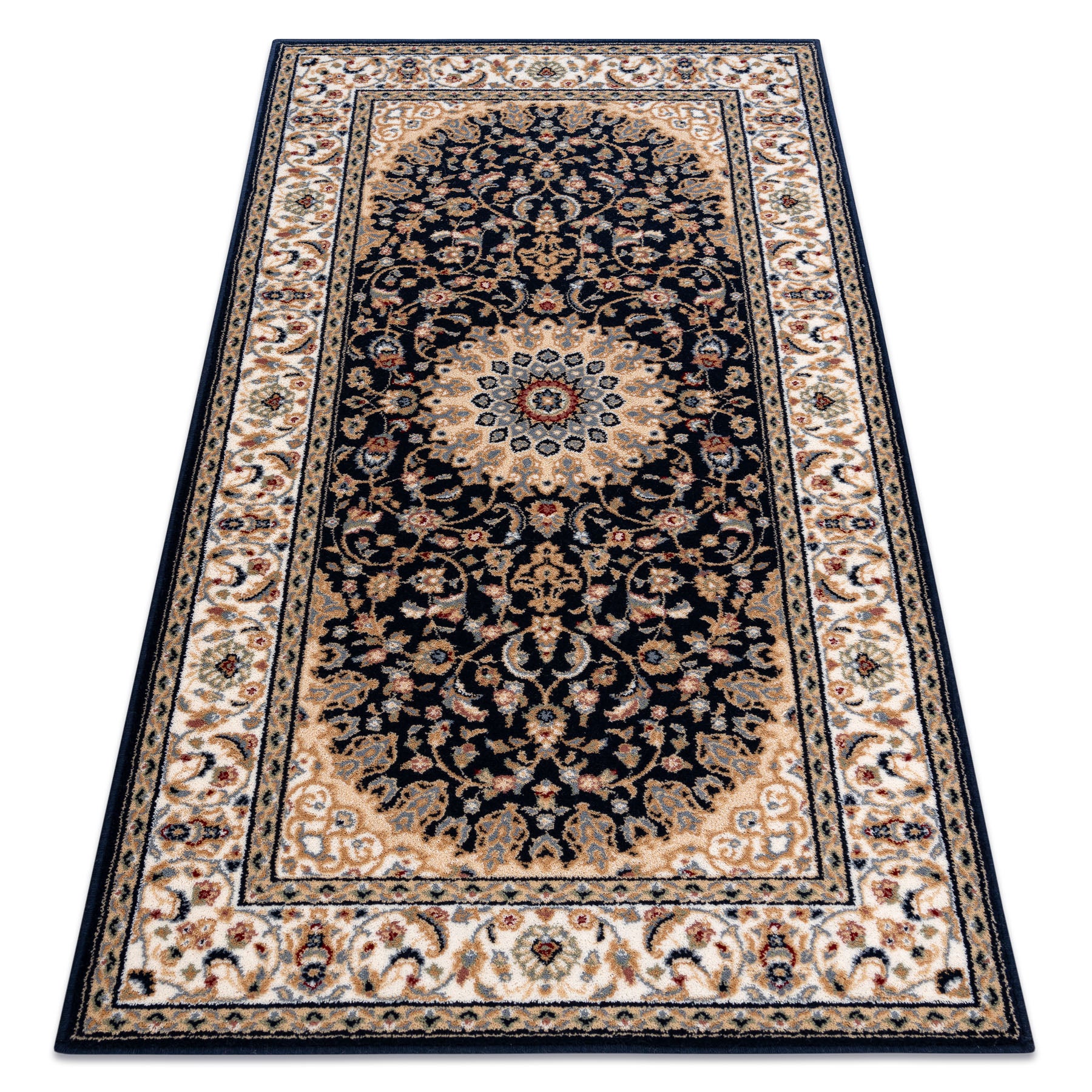 Dywan wełniany NAIN Rozeta, ramka 7177/51011 beż / czarny 240x340 cm