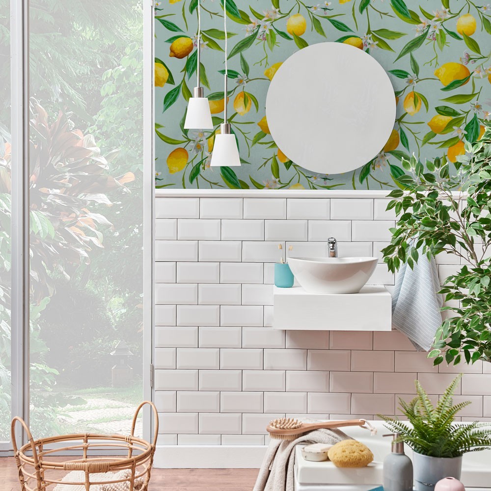 Papel pintado autoadhesivo con tintas eco, y libre de pvc, rollo de 129 x 260 cm limonero