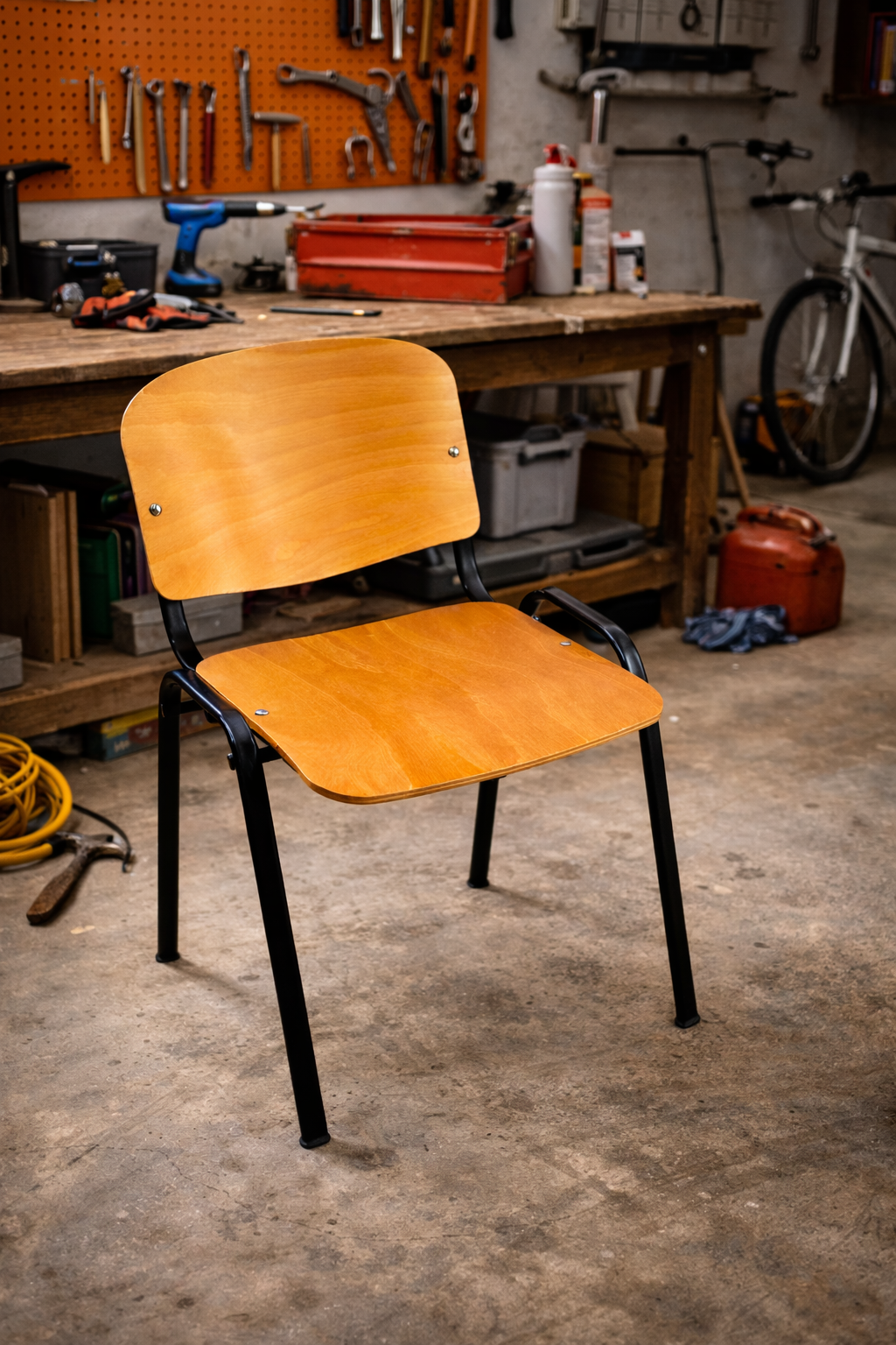 Chaise visiteur en bois clair et métal noir – Fabrication française – Pour Salle d’attente et réunion – Villeneuve - 7