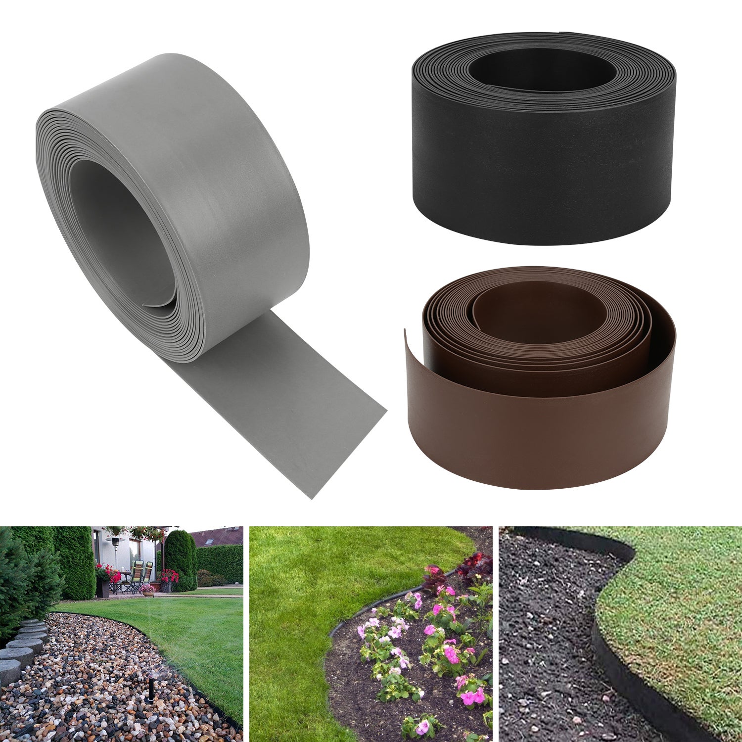 Bordure Per Aiuole In Plastica Nero, Kit Da 5 M Con 15 Picchetti, Altezza 78 Mm, Flessibile E Resistente Ai Raggi UV - 4