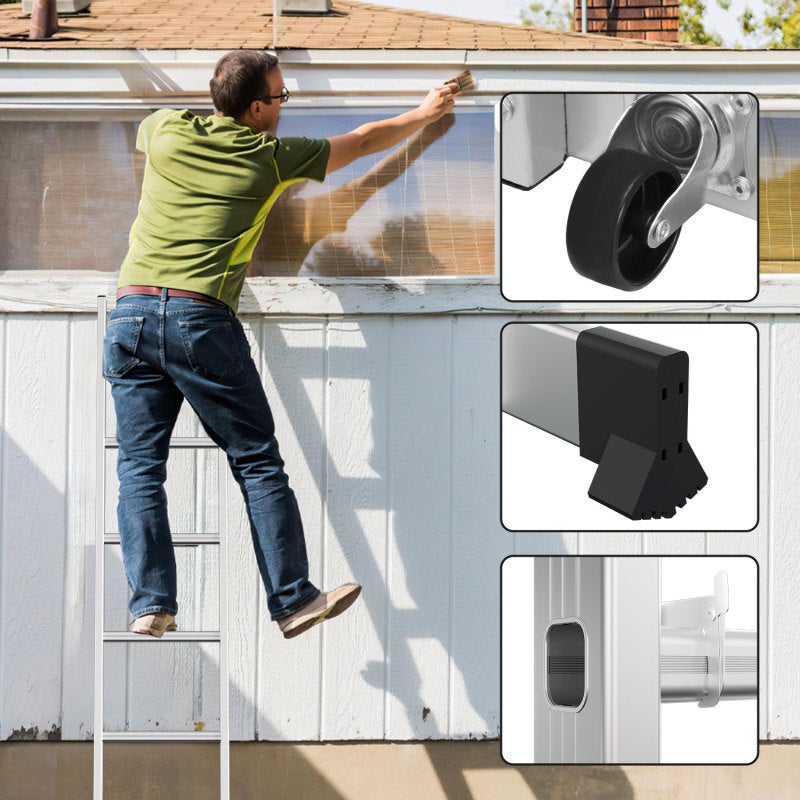 Echafaudage pliant ,Hauteur de travail maximale de 2.76m, argent - 7