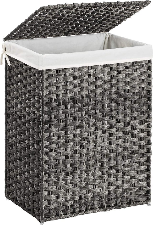 Panier À Linge De 90l, Tissé À La Main, Corbeille À Vêtements En Rotin Synthétique