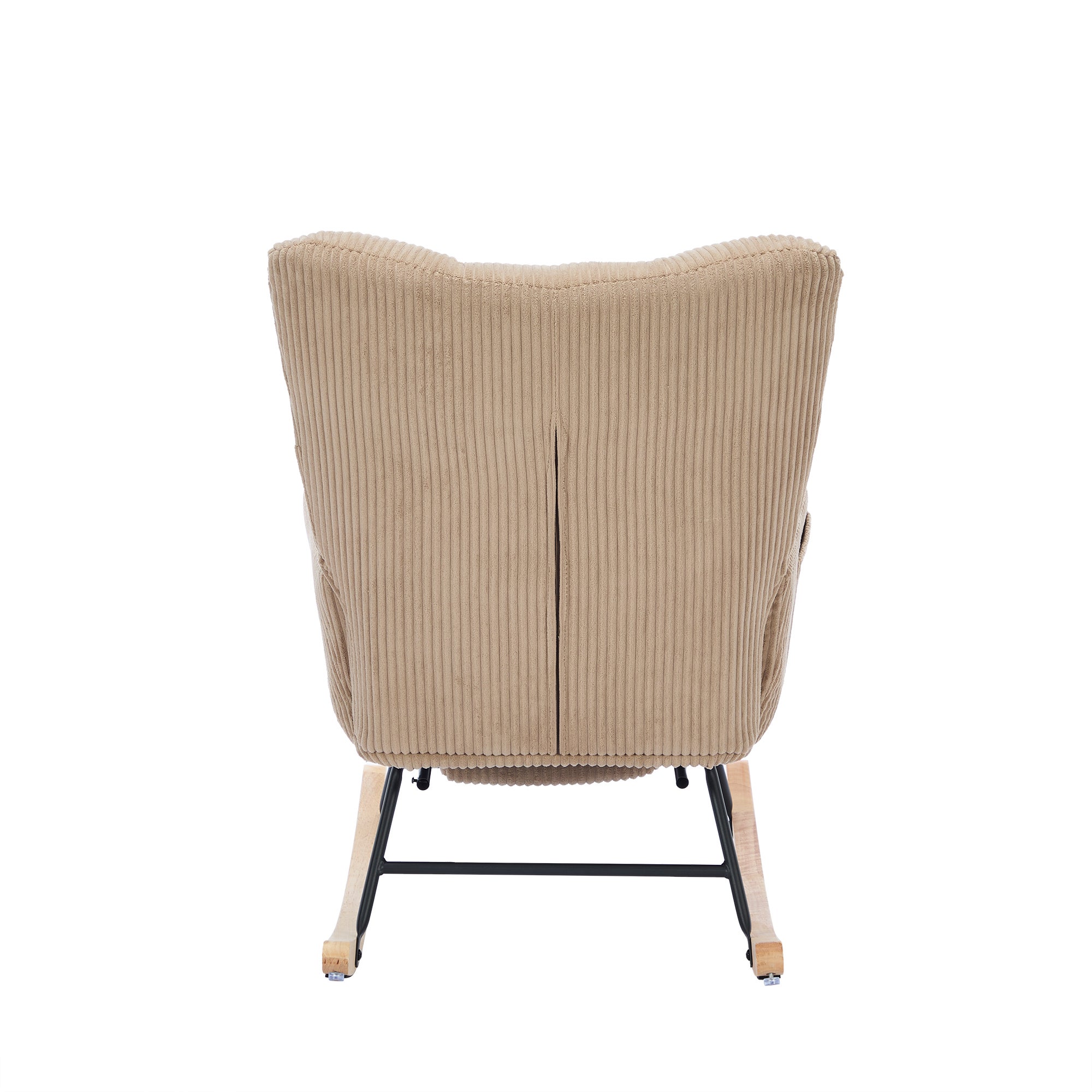 Fauteuil à bascule avec repose-pièds évolutif et accoudoirs - 102 x 65 x 92 cm - Velours côtelé - Marron - 10