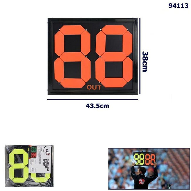 TABELLONE SOSTITUZIONE PORTATILE ARBITRO PARTITA DI CALCIO DISPLAY 83X38 CM - Foto 9