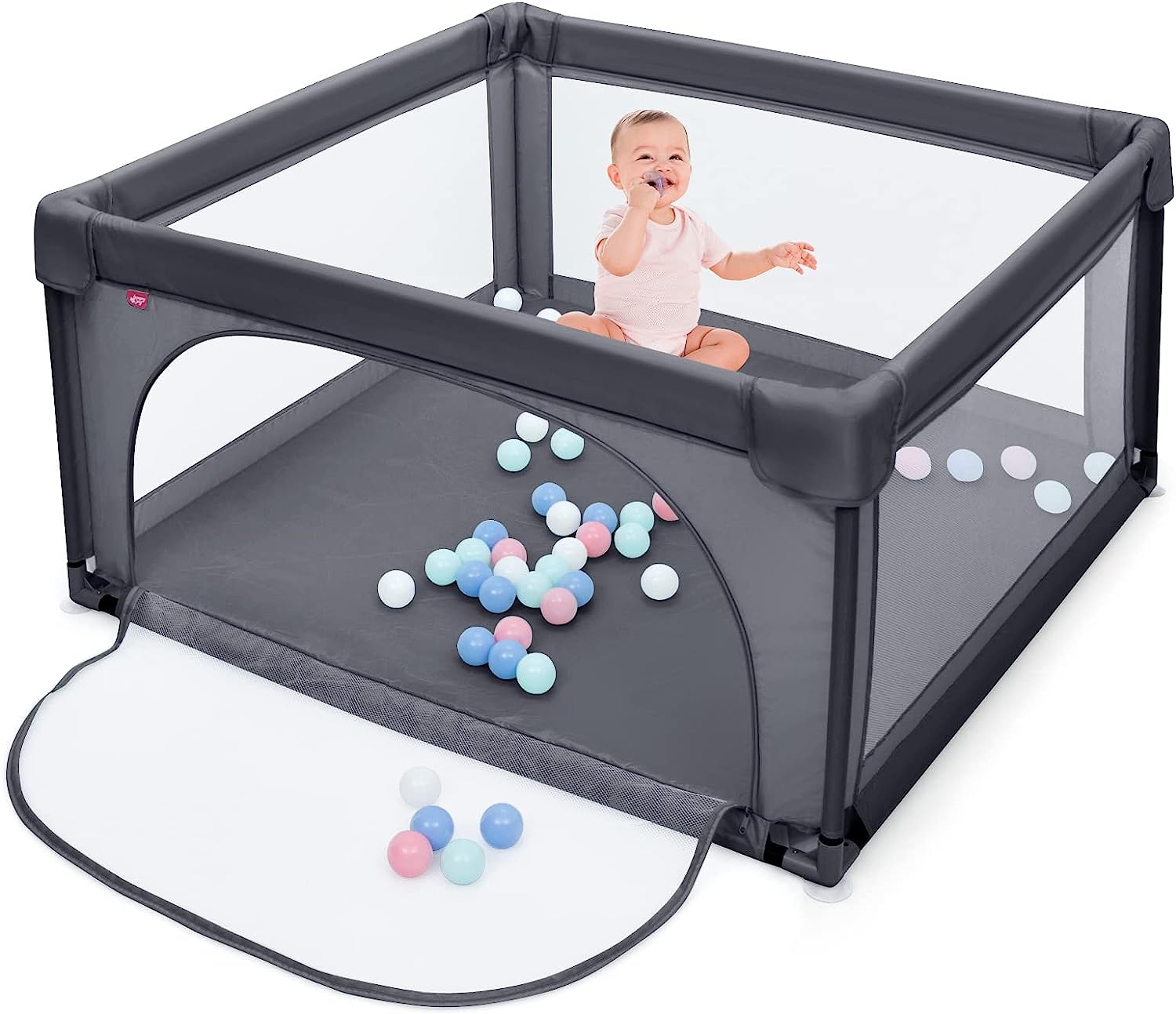 Parque infantil bebe,126x126x68cm, corralito bebe, centro actividad portátil con malla transpirable, parque de juegos bebé con ventosas antideslizante