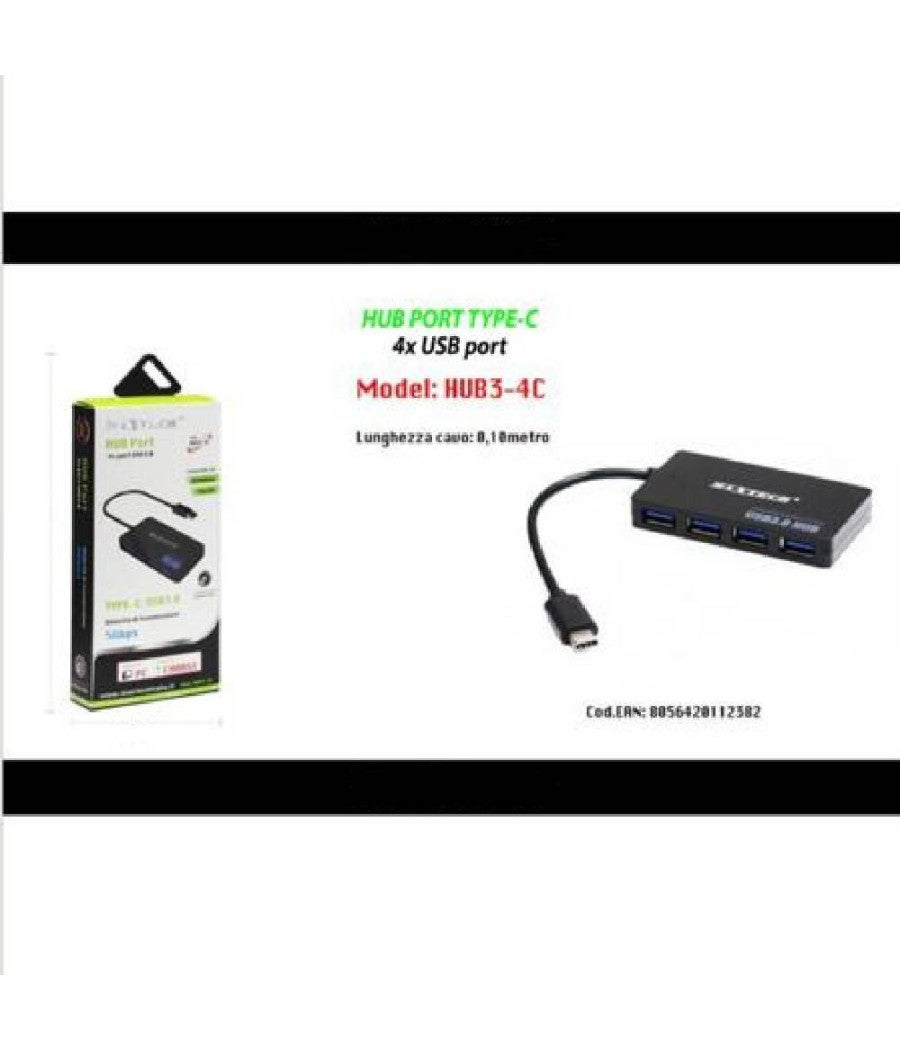 Trade Shop - Hub Porta Type-c 4 Porte Usb Splitter Adattatore Pc Laptop 10 Cm Maxtech Hub3-4c - - 2