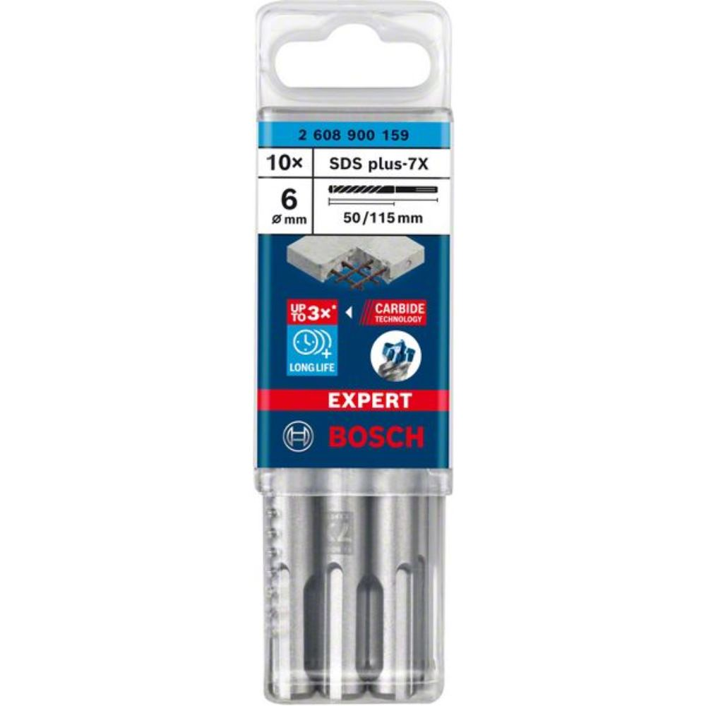 Bosch Accessories EXPERT SDS plus-7X 2608900159 Foret pour marteau-perforateur 10 pièces 6 mm Longueur totale 115 mm - 7