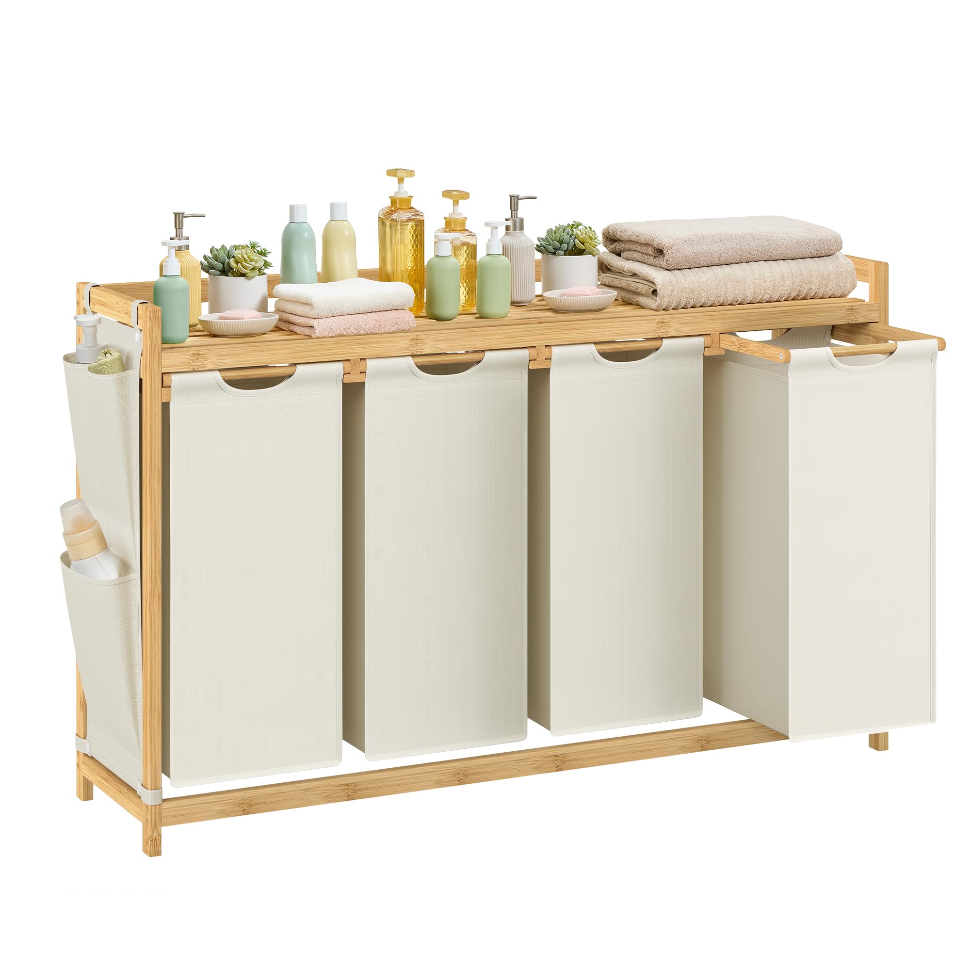 Clasificador De Ropa 3 Compartimentos Meerveil | Cesta Lavandería Con Ruedas, Desmontable