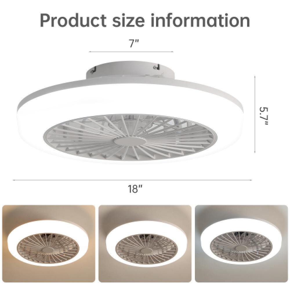 Ventilateur de plafond 18 pouces LED Télécommande Sans pales Profil bas pour chambre cuisine - 3