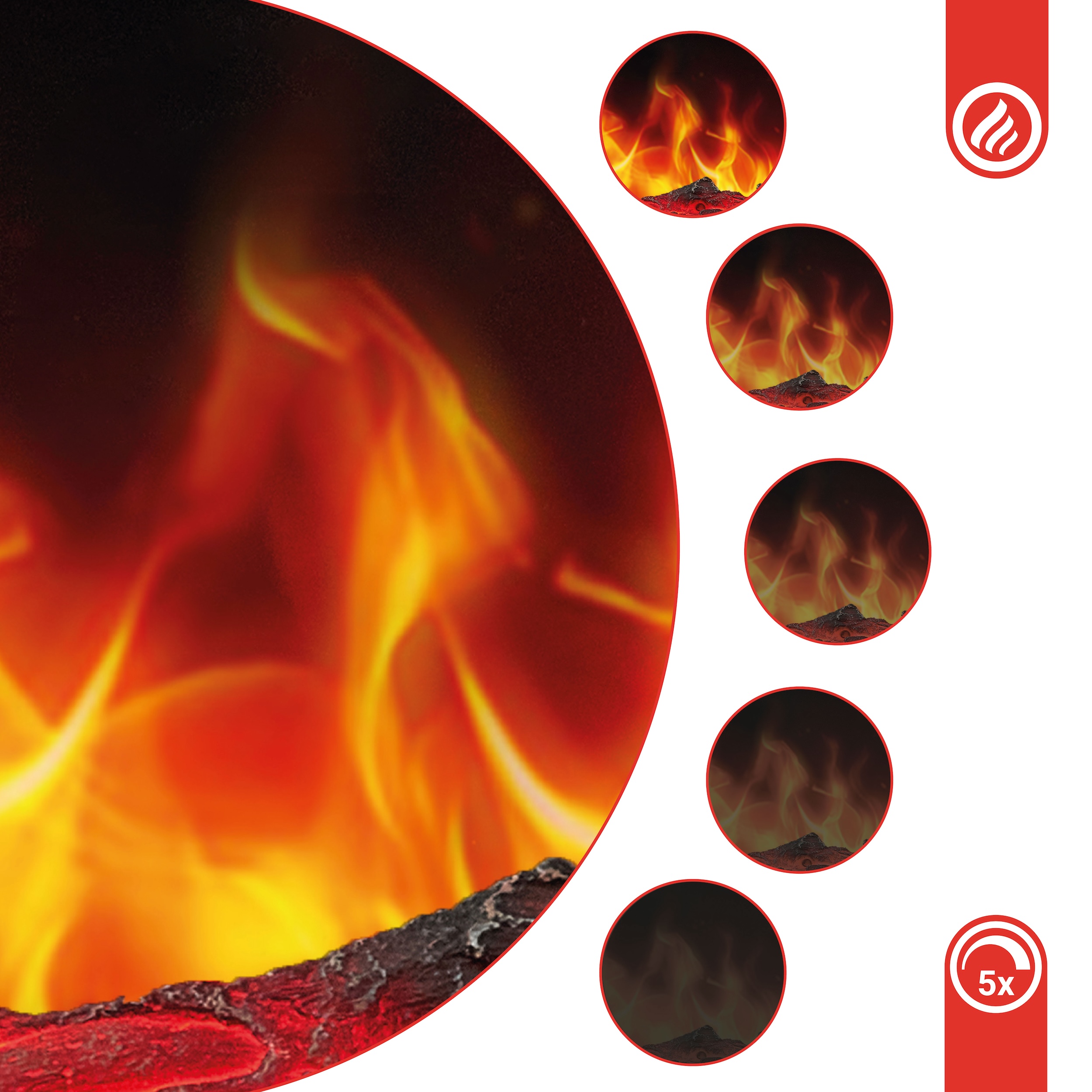 KAMINIO Cheminée Électrique HENRI avec Tuyau - Poêle avec Chauffage, Effet de flamme 3D, Compartiment à bois, Télécommande - Blanc - 3