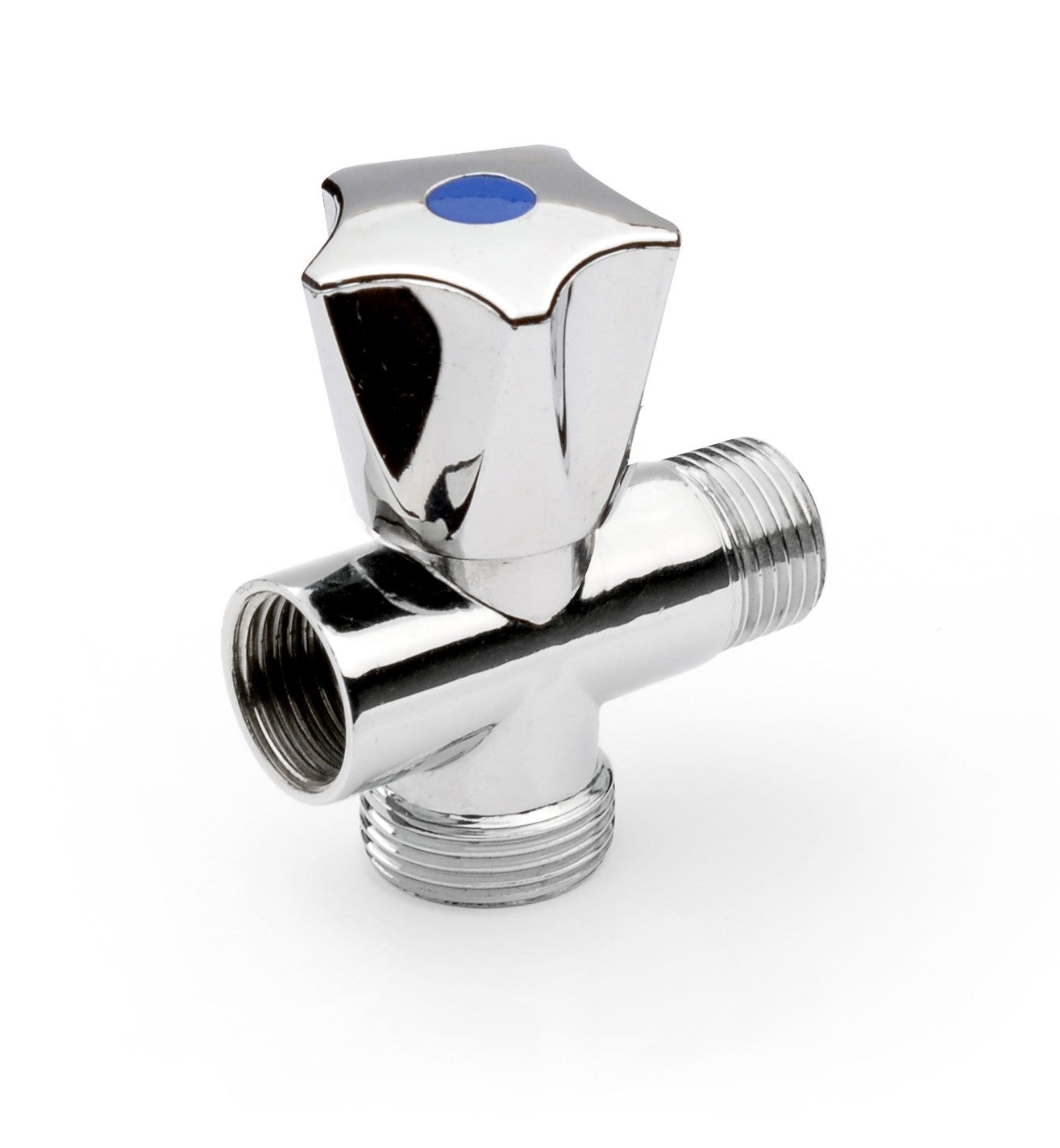 Grifo de latón cromado para conexión a lavadora, mango de plástico