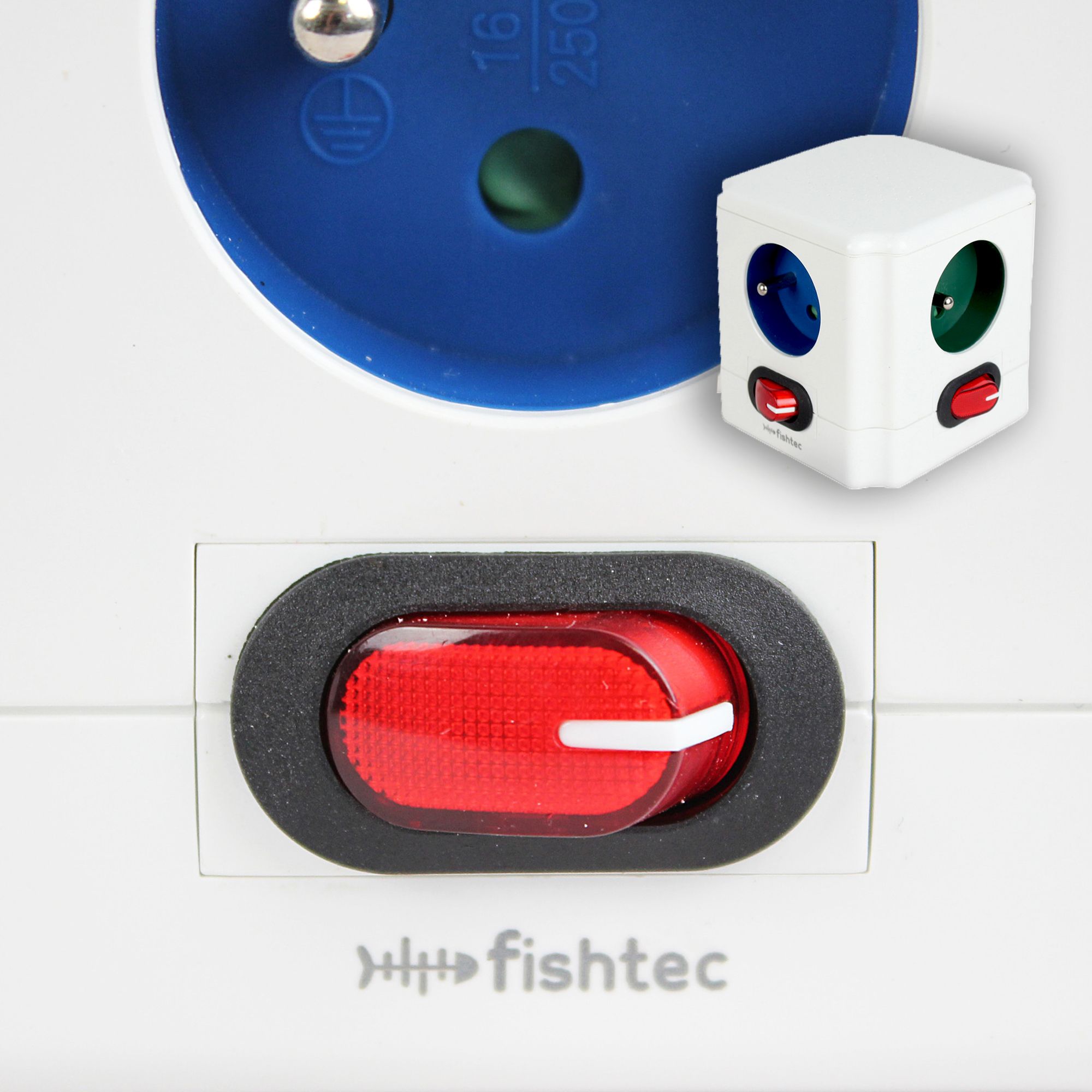 FISHTEC - Multiprise Cube 4 prises avec interrupteurs individuels - Câble 1,5 m - Prises colorées - ABS robuste - Sécurité LVD, GS, NF - 8