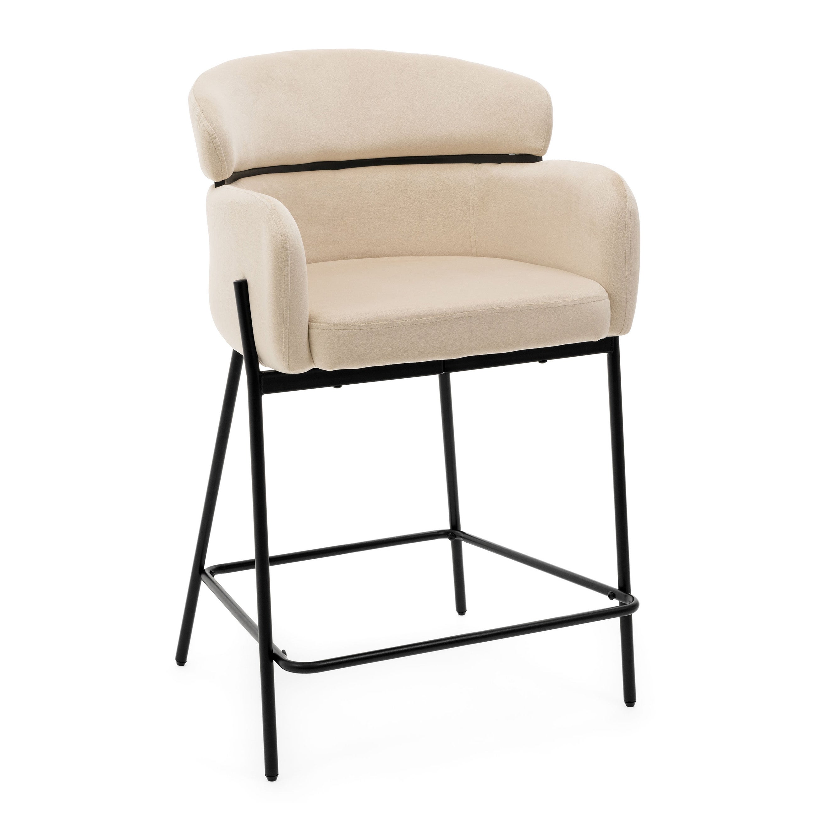 Hoker tapicerowany welurowy do salonu jadalni barowy BOLZANO beżowy